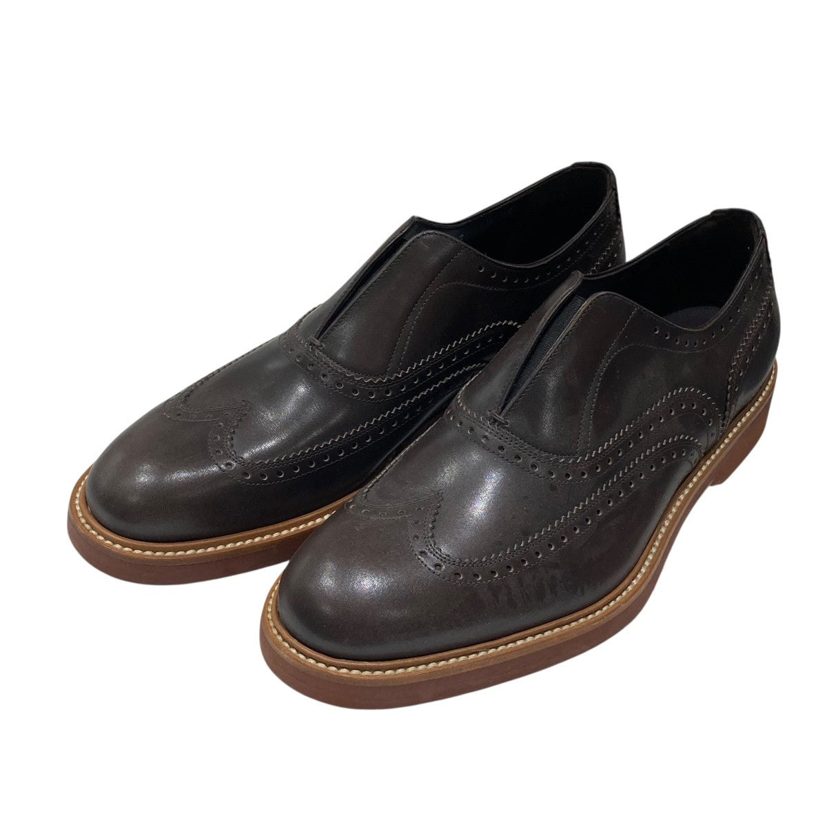 希少 フェラガモ ドレスシューズ ウィングチップ レザー ブラウン 27cm トッズ TOD'S TODS ドレスシューズ XXM53B00C10 ウィングチップ