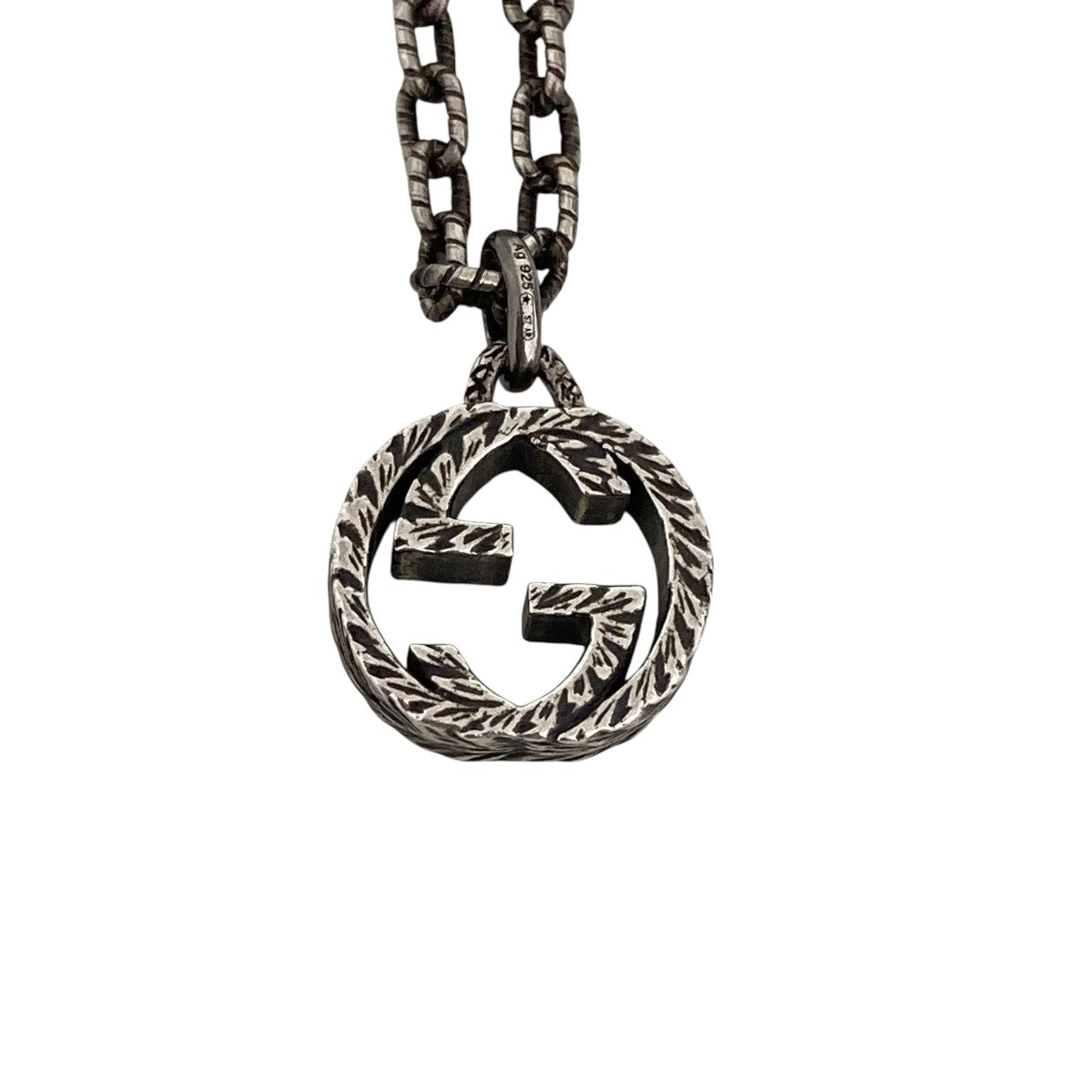 正規品　GUCCI グッチ シルバー　インターロッキング ネックレス 中古 美品 GUCCI - グッチ インターロッキングG ネックレス シルバー925