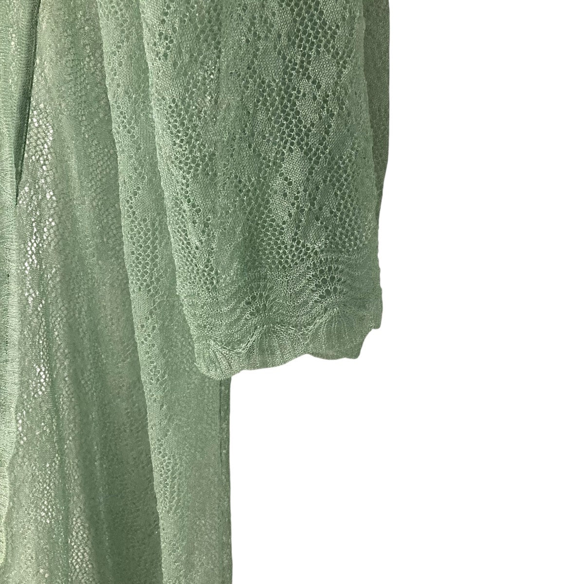 mame kurogouchi◆カーディガン(薄手)/1/ナイロン/グリーン/MM20SS-KN036 Detachable Embroidery Collar Knitted Cardigan - light green