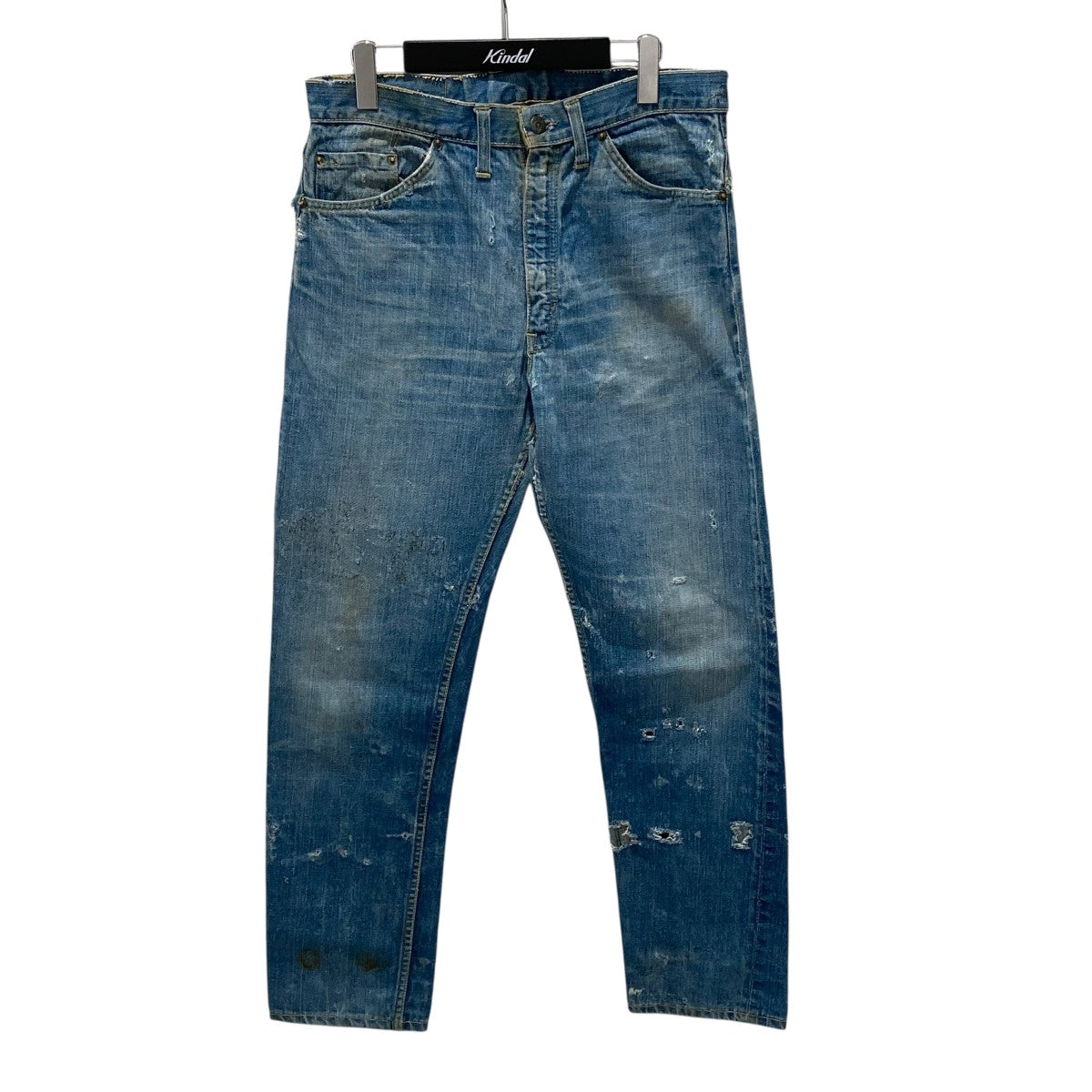 LOT505 60S  IDEALジップ BIG E 緑ステッチデニムパンツ