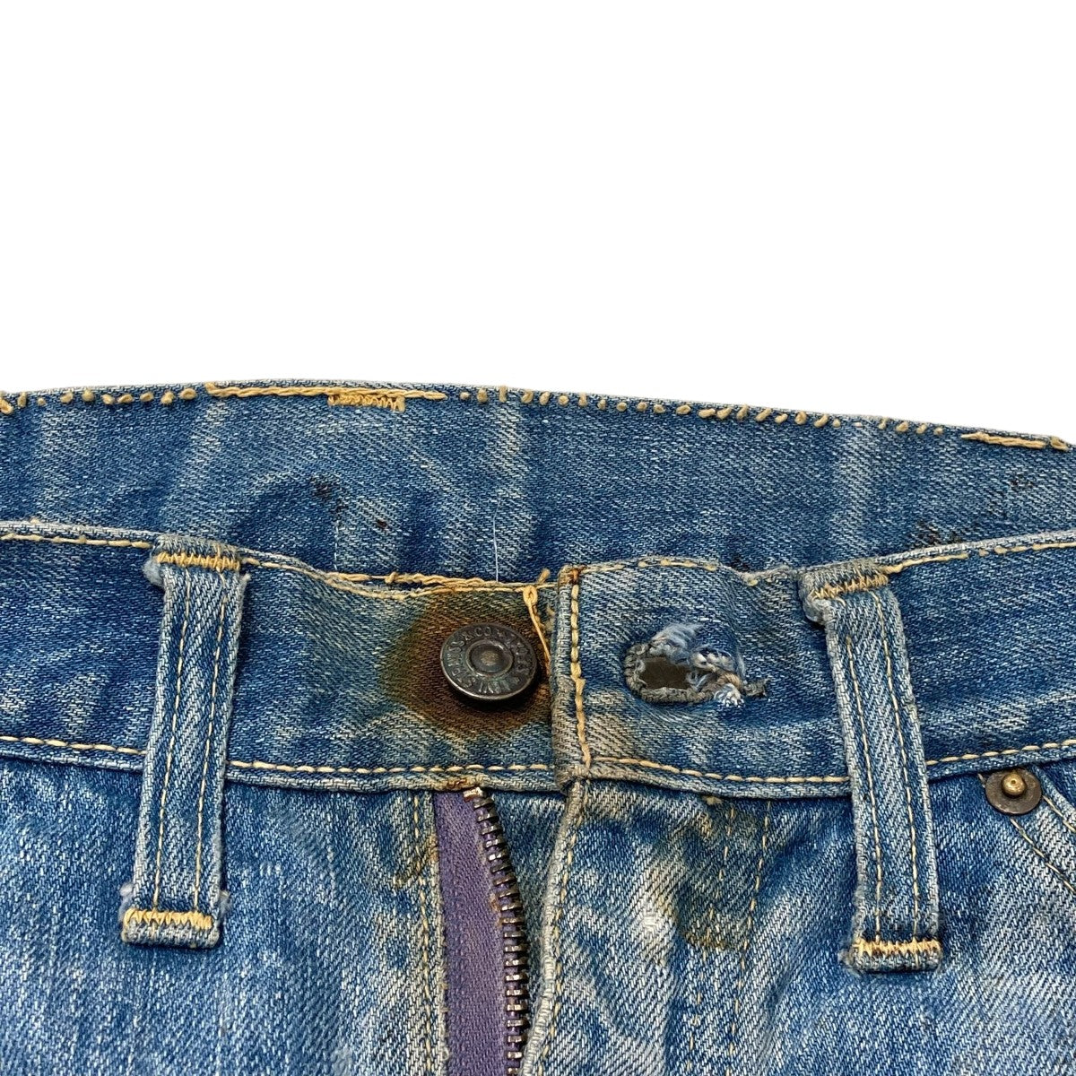LOT505 60S  IDEALジップ BIG E 緑ステッチデニムパンツ