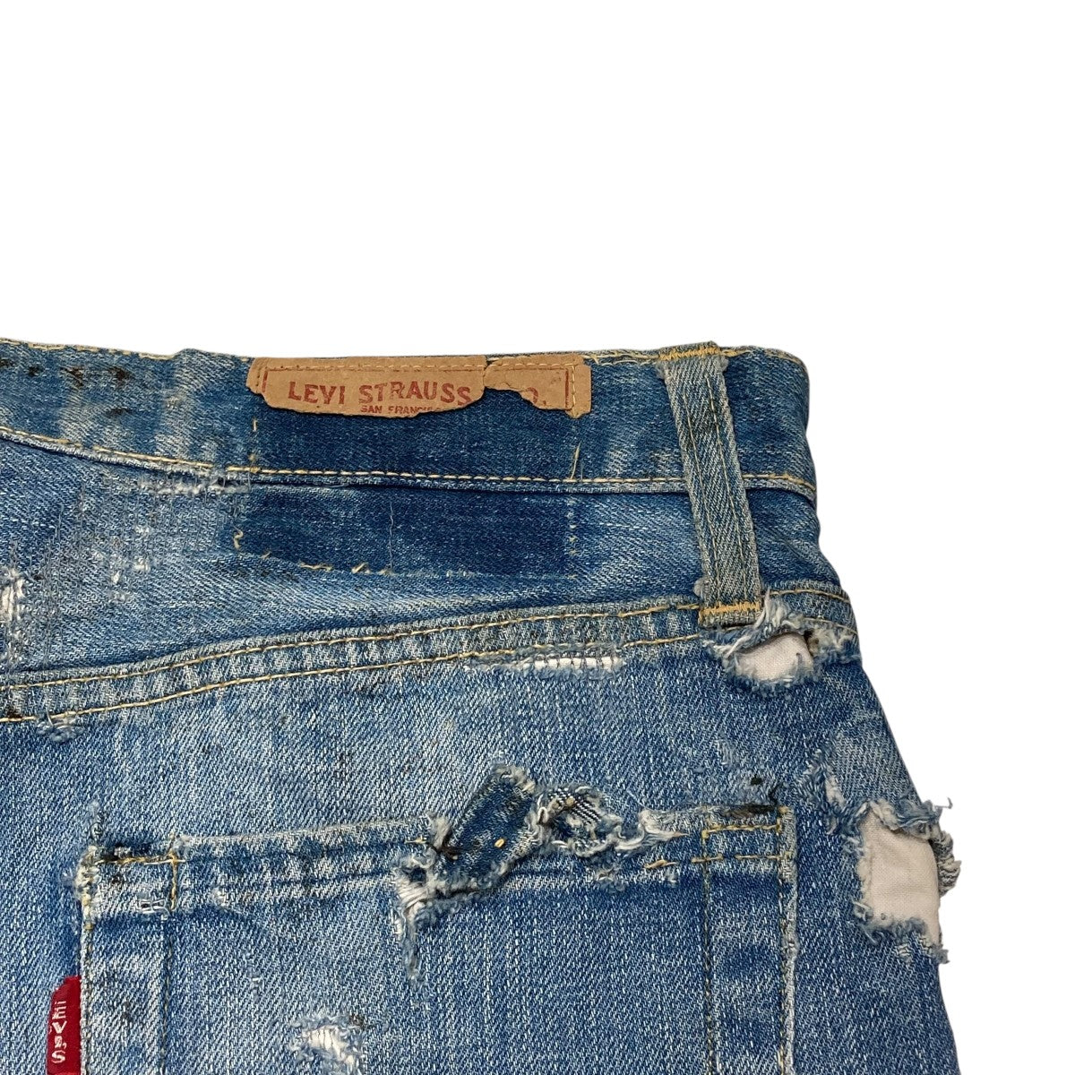 LOT505 60S  IDEALジップ BIG E 緑ステッチデニムパンツ