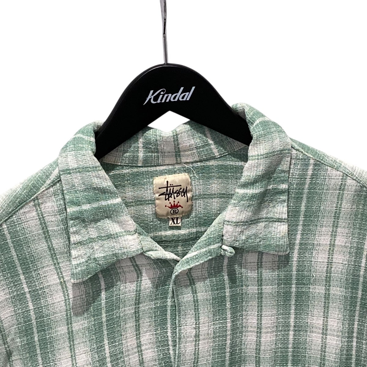 stussy old stussy 90S 王冠タグチェック半袖シャツ 古着・中古-3枚目のアイテム画像