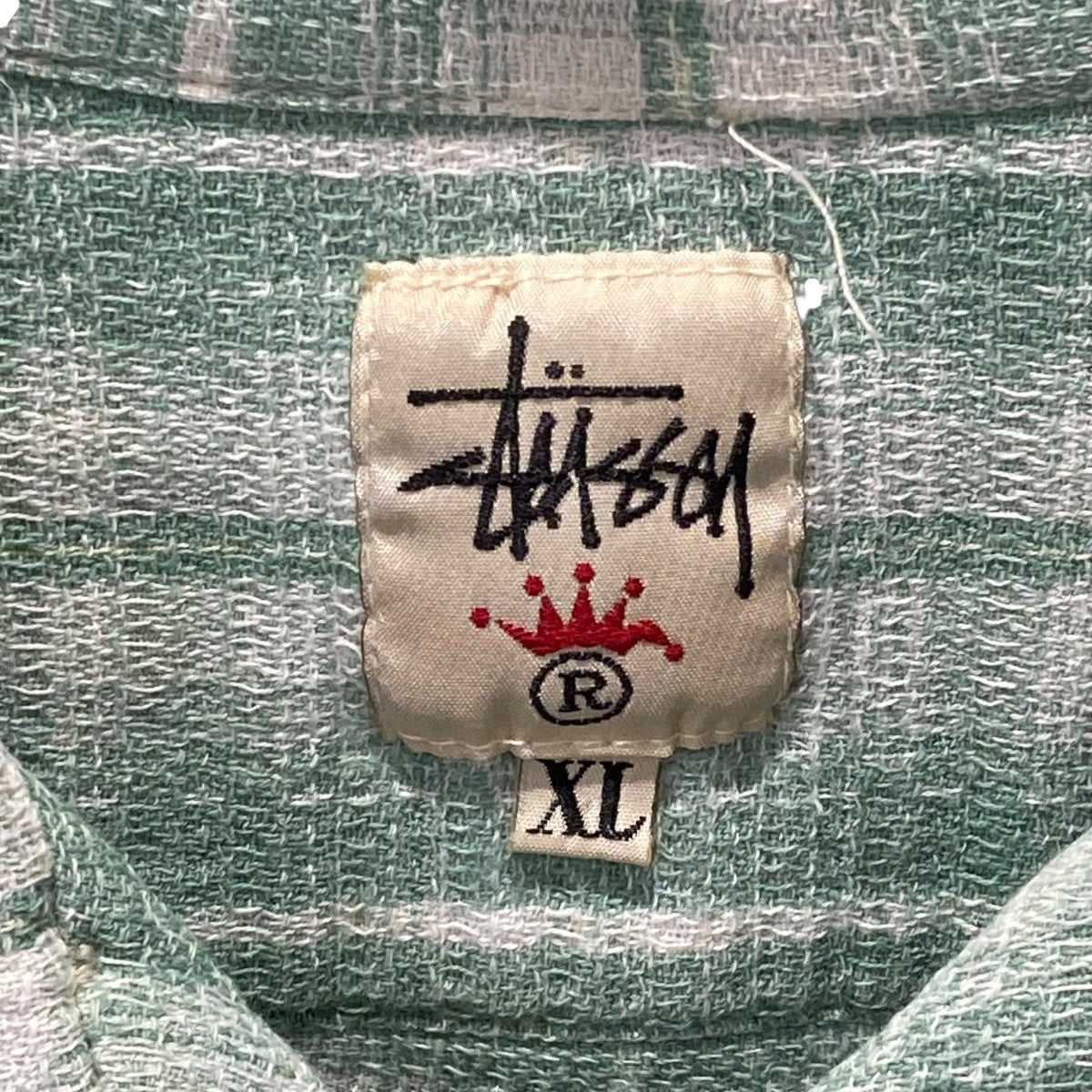 stussy old stussy 90S 王冠タグチェック半袖シャツ 古着・中古-8枚目のアイテム画像