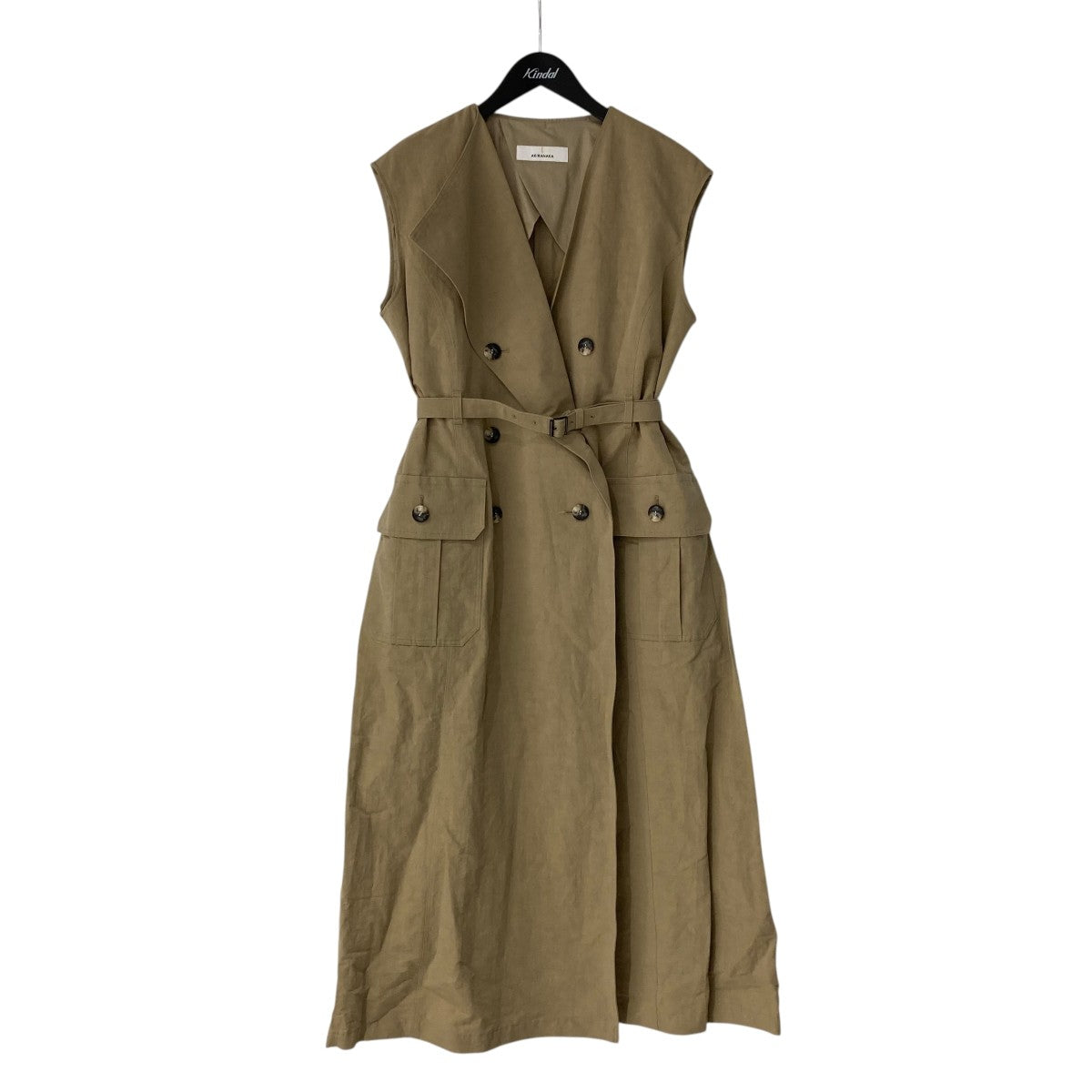 美品　AKIRA NAKA パフキモノスリーブレスドレス ワンピース　日本製 AKIRA NAKA(アキラナカ) Natalie trench dress BEノースリーブ