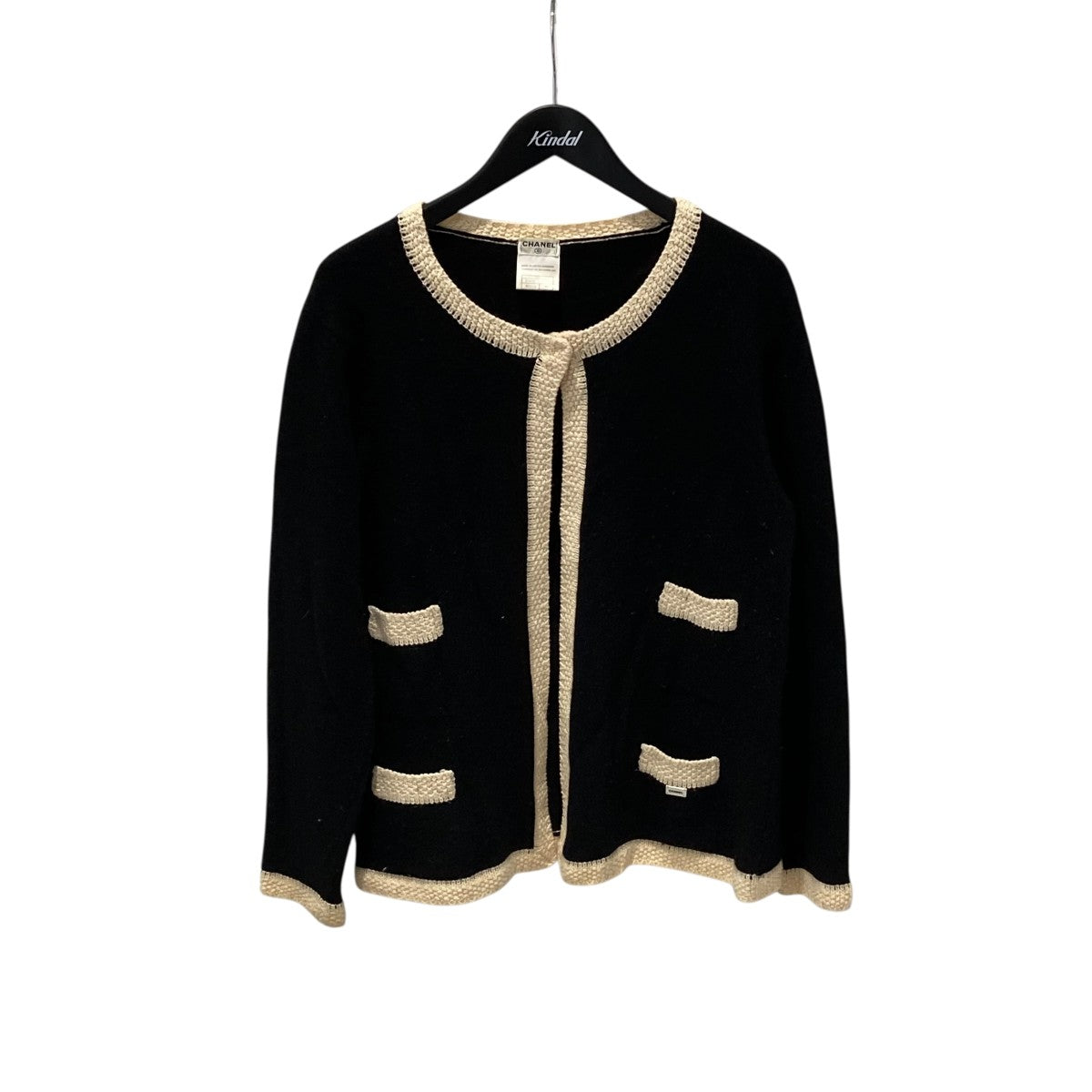 CHANEL(シャネル) ニットカーディガン ブラック×ホワイト サイズ
