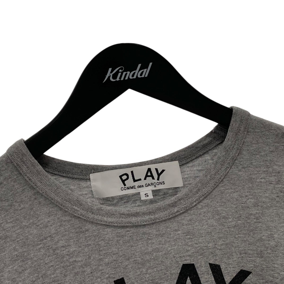 PLAY COMME des GARÇONS 半袖 Tシャツ S グレー PLAY コムデギャルソン 半袖グレーTシャツ-Playロゴ＆背中に黒