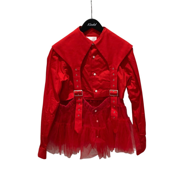 noir kei ninomiya チュール付きレッドシャツ XS noir kei ninomiya チュール付きレッドシャツ XS noir kei ninomiya