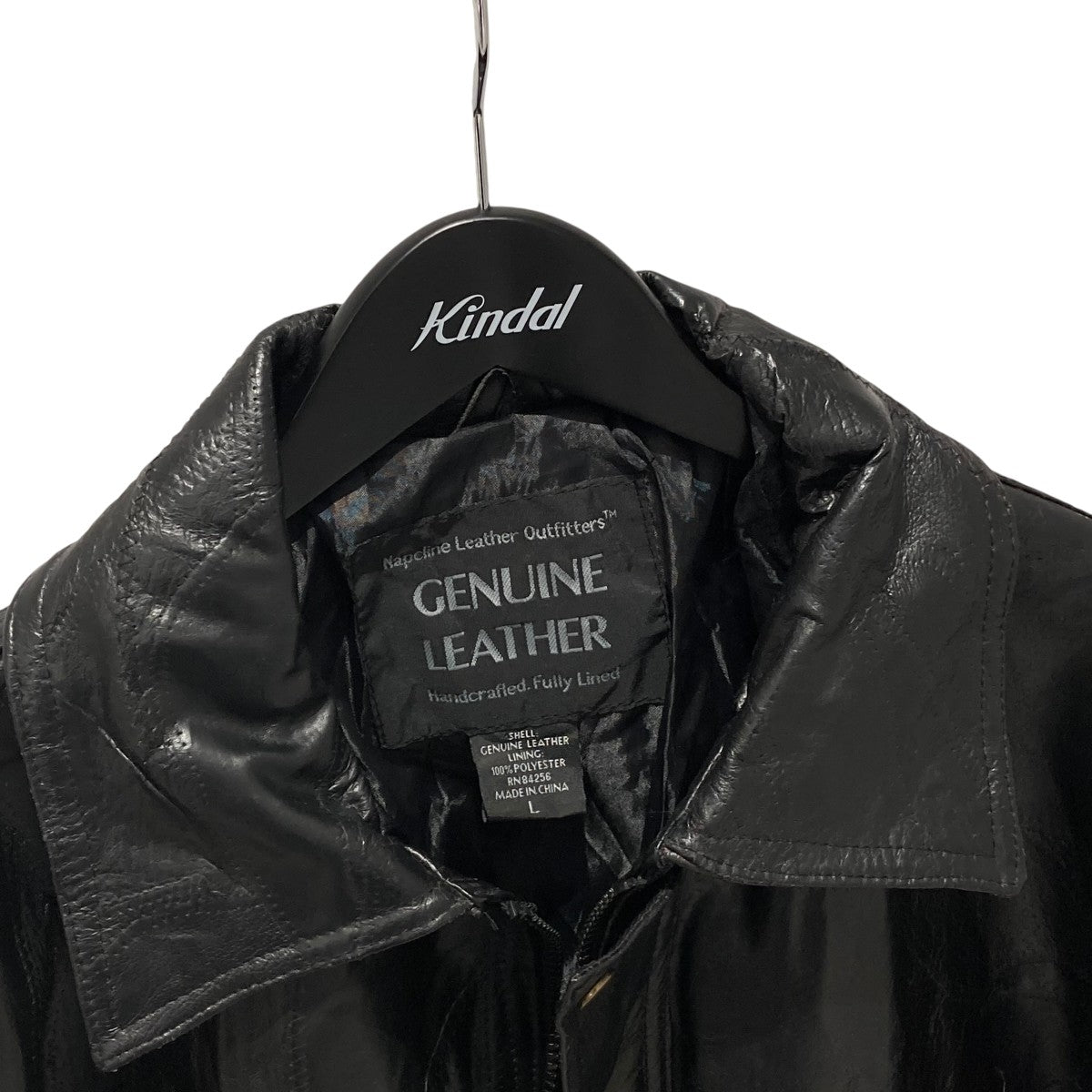 ジェニュインレザー　レザージャケット　総柄　ブラック　大きいサイズ　2XL ジェニュインレザー レザージャケット 総柄 ブラック 大きい