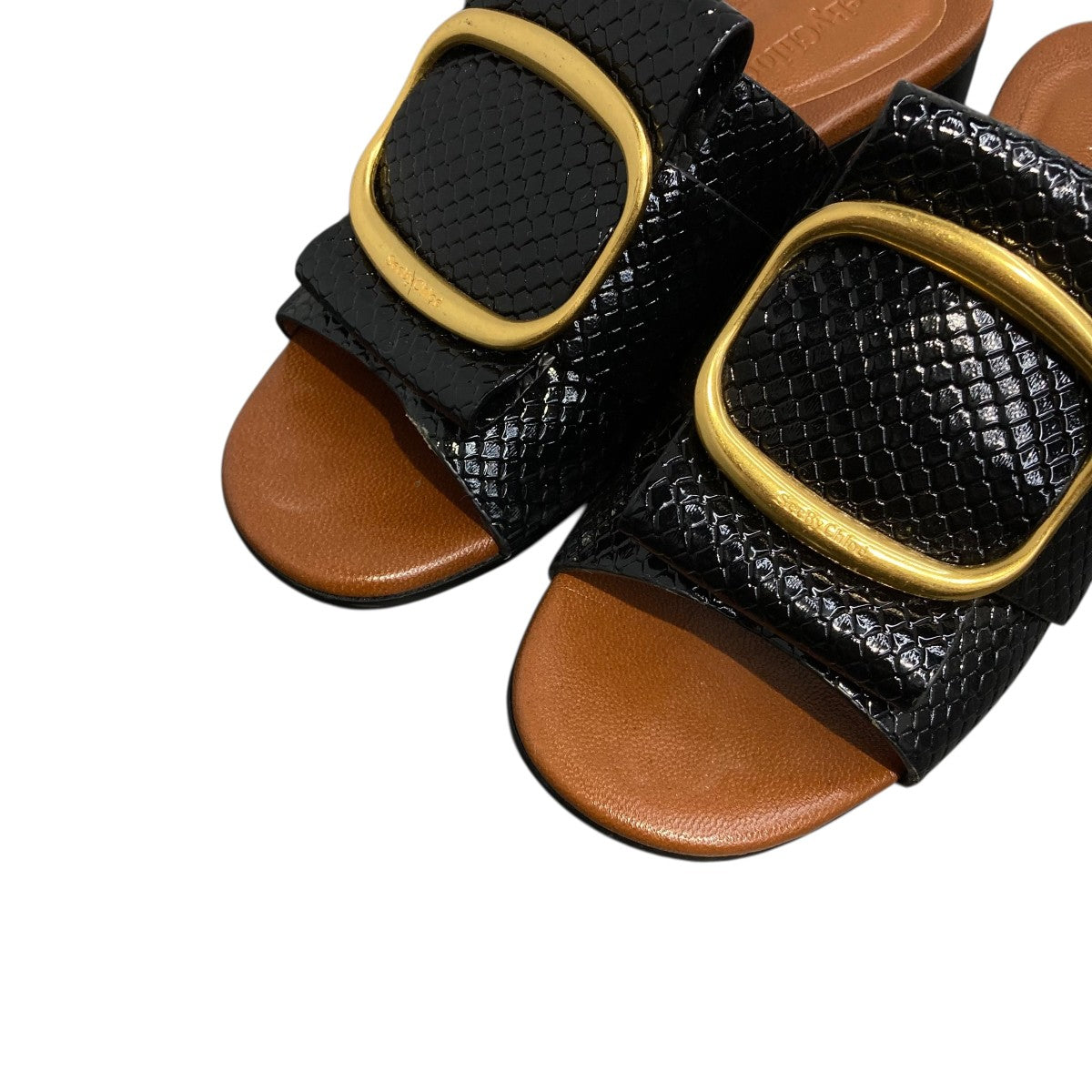 SEE BY CHLOE ホッパー スネークエンボス ブロックヒール サンダル 古着・中古-4枚目のアイテム画像