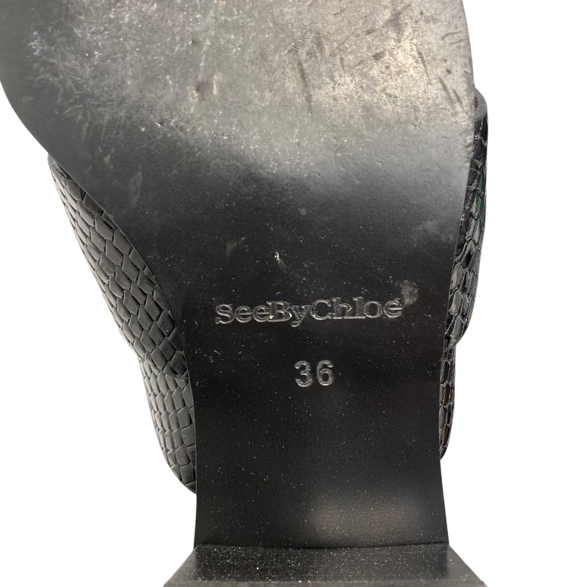 SEE BY CHLOE ホッパー スネークエンボス ブロックヒール サンダル 古着・中古-6枚目のアイテム画像