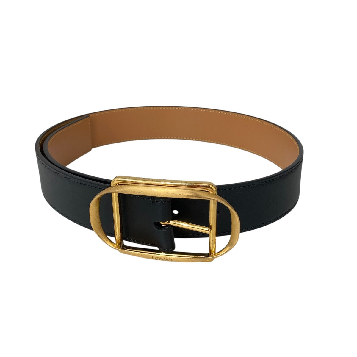 LOEWEReversible Leather Belt ベルト ロエベ LOEWE ベルト リバーシブルアナグラム 4cm ブラック ベージュ