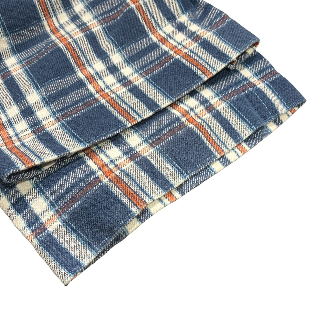 TUCKED DRESS SHORTS blue plaid cotton flannelチェックハーフパンツ231217