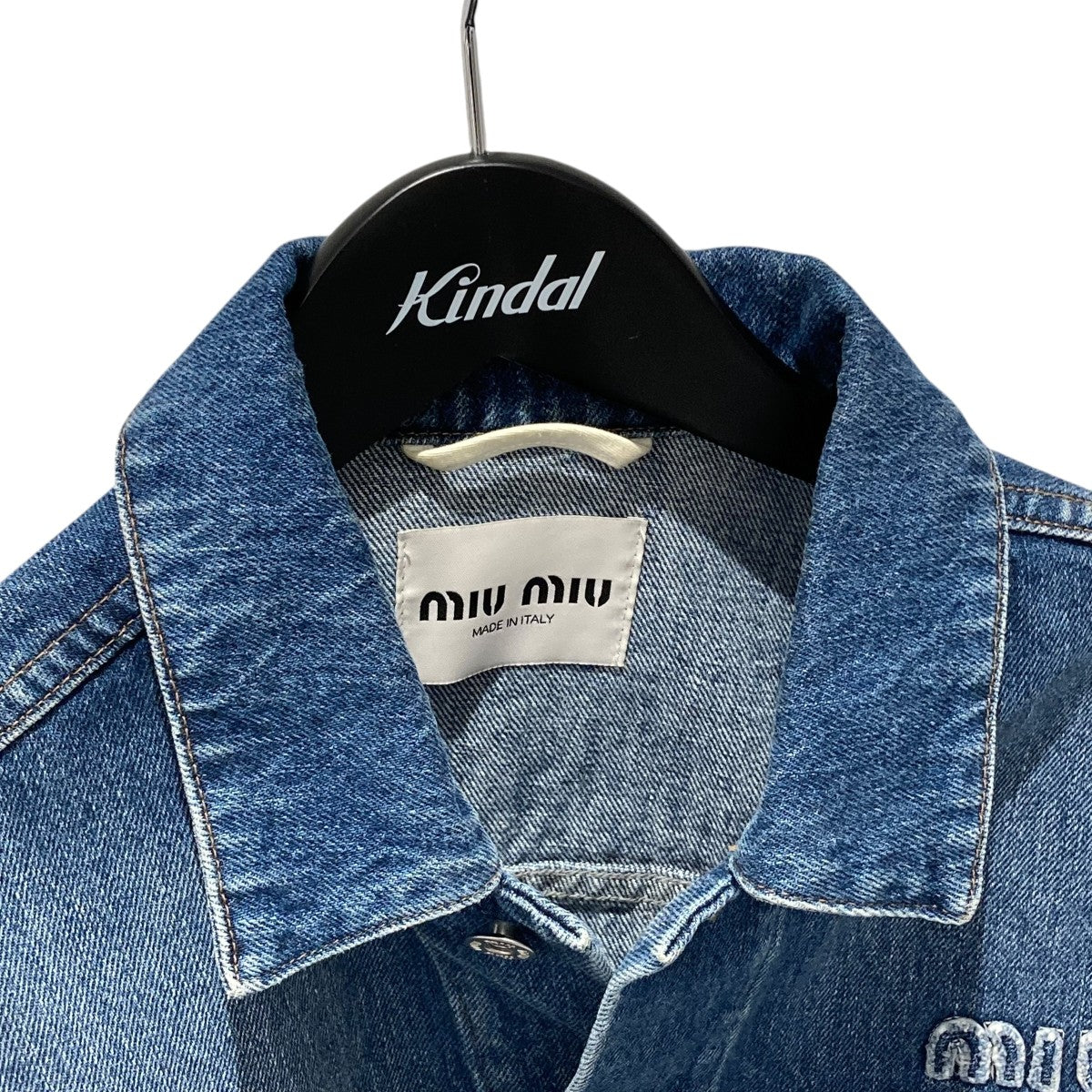 Miumiu ミュウミュウデニムジャケット 2021年製 MIUMIU CLUB デニムジャケット カバーオール バックロゴ