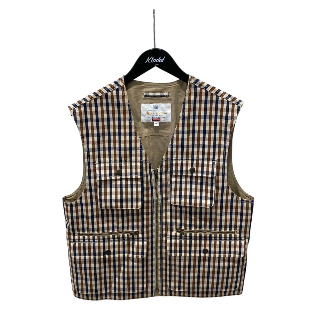 Supreme×Aquascutum 16AWWaterproof Utility Vestチェックベスト 古着・中古-1枚目のアイテム画像