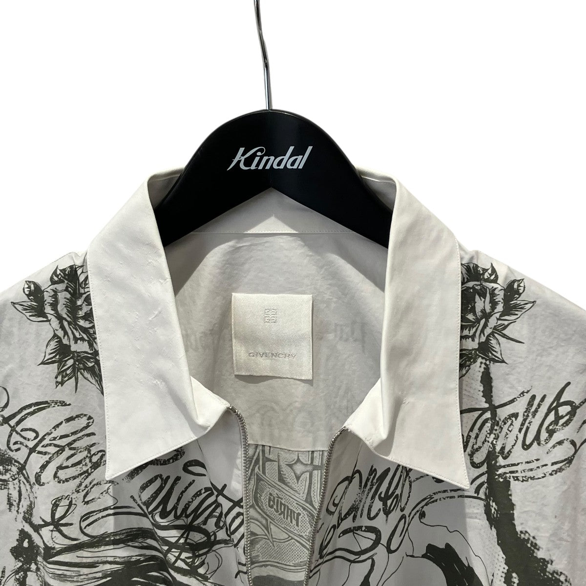 GIVENCHY Tattoo Print Zipped Logo Shirt半袖ジップアップシャツBM60PK13R6 古着・中古-3枚目のアイテム画像