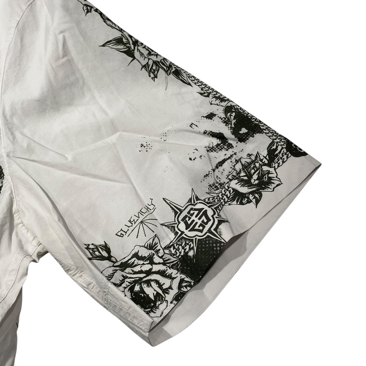 GIVENCHY Tattoo Print Zipped Logo Shirt半袖ジップアップシャツBM60PK13R6 古着・中古-4枚目のアイテム画像
