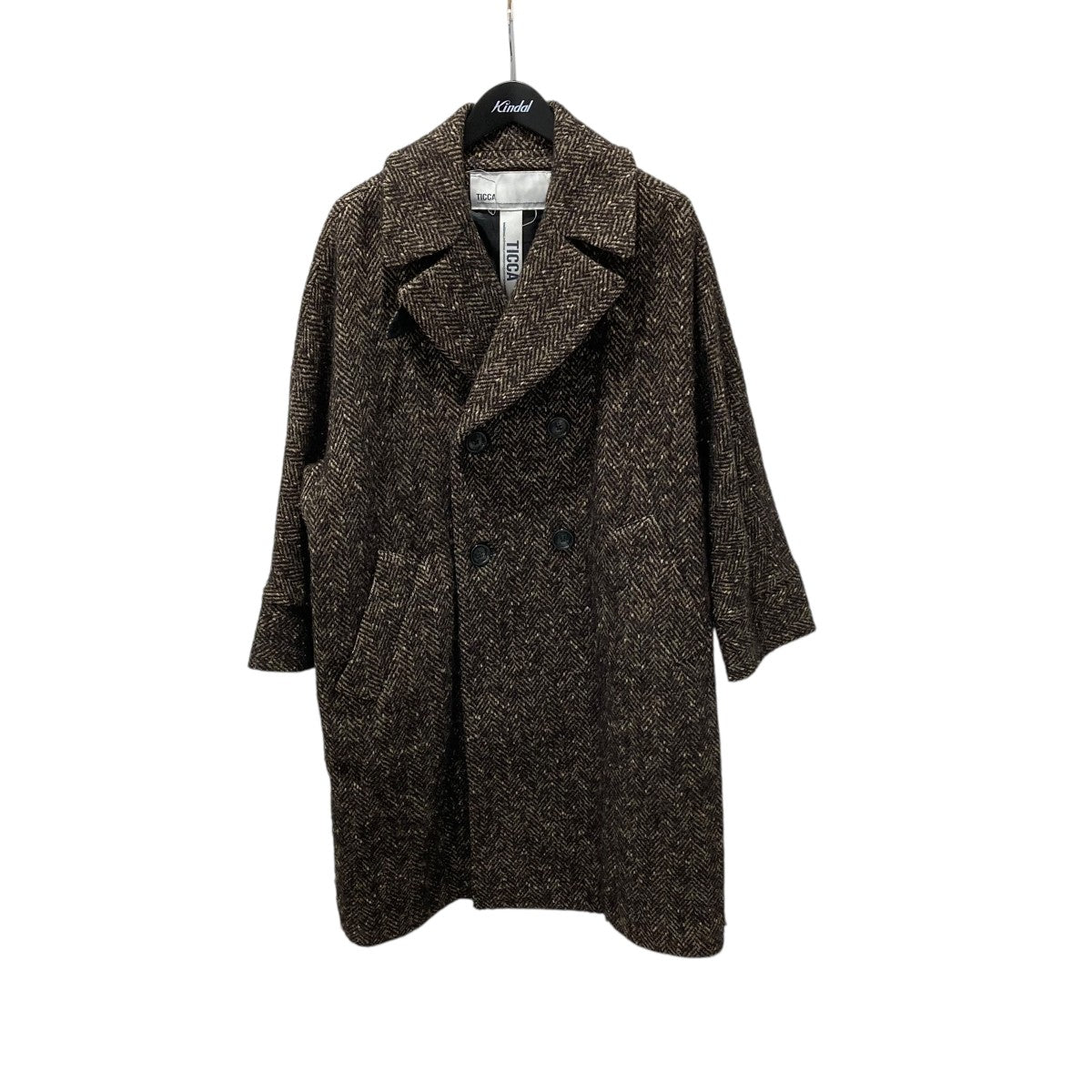 24AW TICCAティッカスツイードテントコート TBDA-243ほぼ未使用 TICCA(ティッカ) 24AWウール ミックス ツイード テント コート
