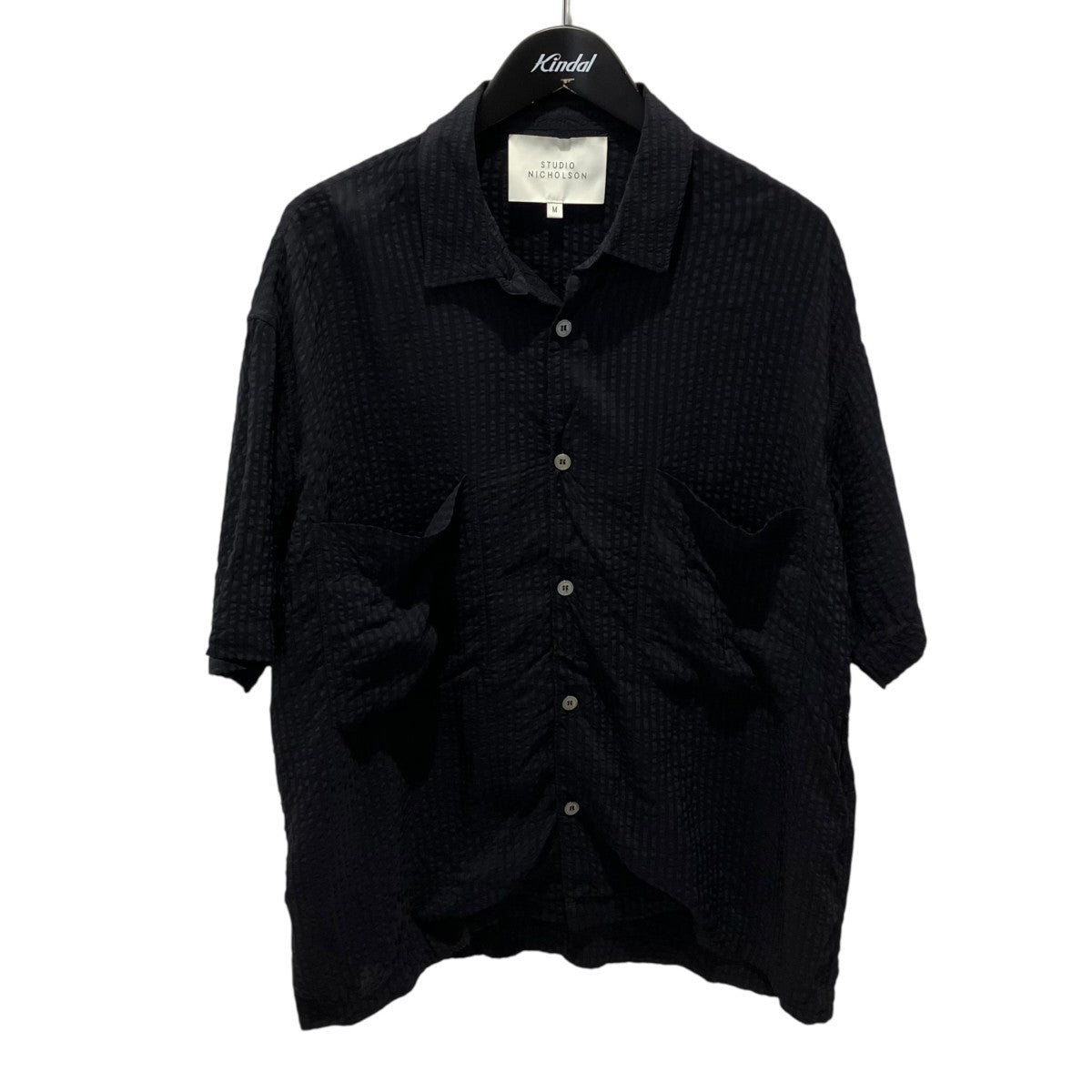 STUDIO NICHOLSON Hans Seersucker Stripe Shirt半袖シャツ51-10-821005 古着・中古-1枚目のアイテム画像
