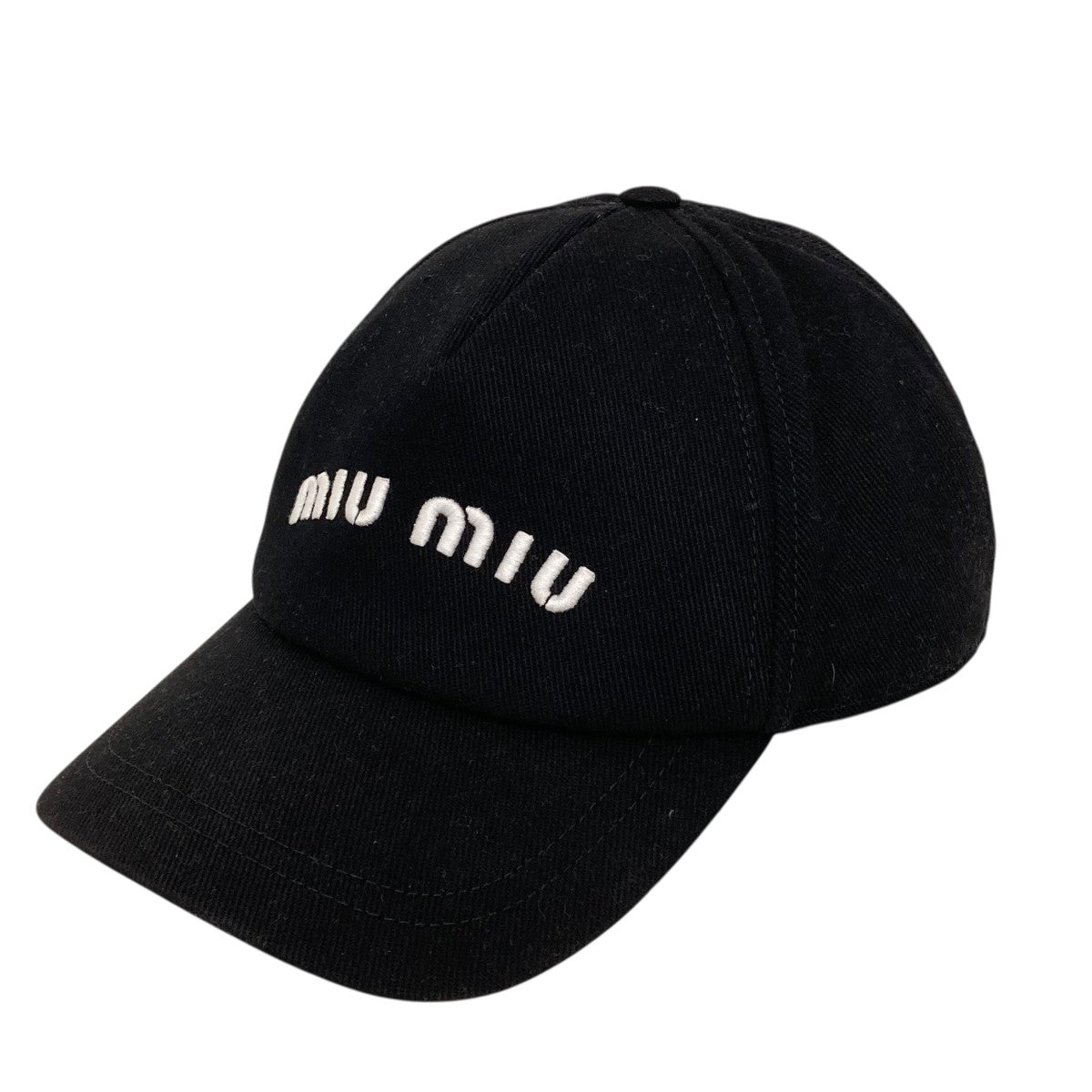 MIU MIU ベースボールキャップ MIU MIU(ミュウミュウ) ドリル ベースボールキャップ ブラック