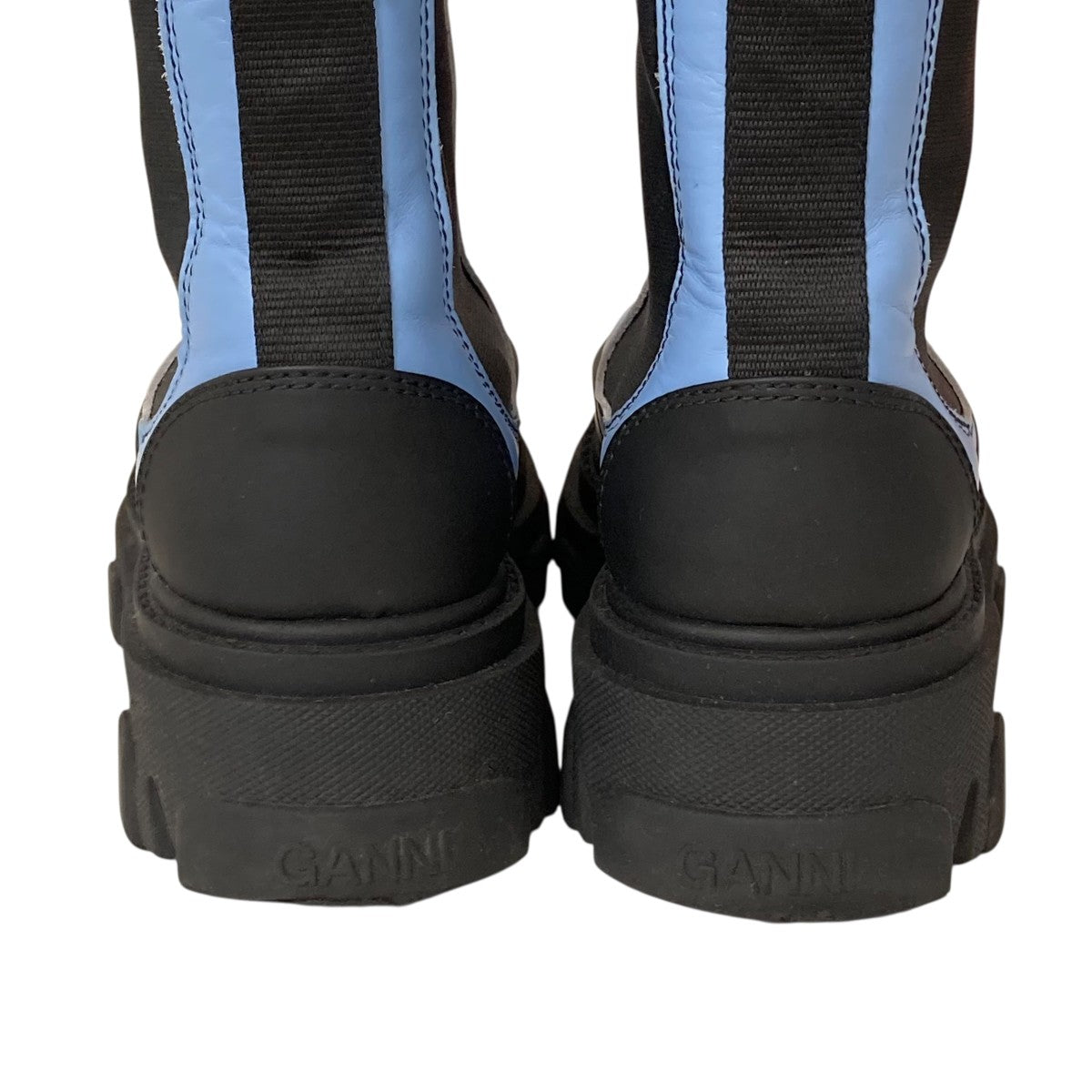 Ganni(ガニー) チェルシーブーツ ブルー×ブラック サイズ 38(25cm相当