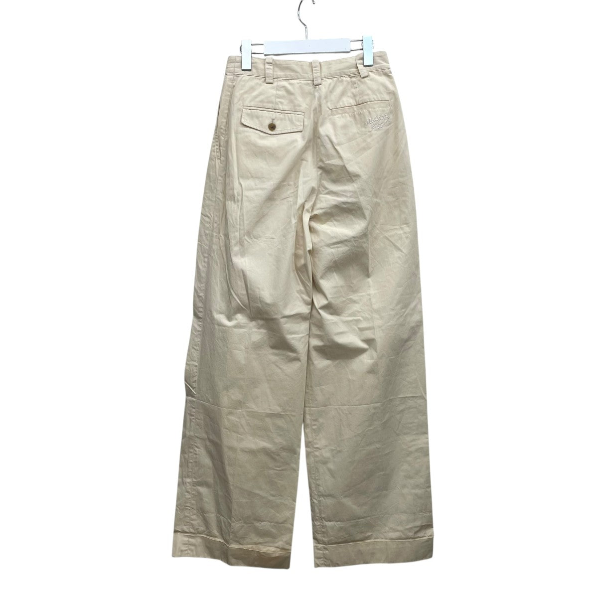 MAISON KITSUNE Cream Cotton Pant mw01103ww0102 古着・中古-2枚目のアイテム画像