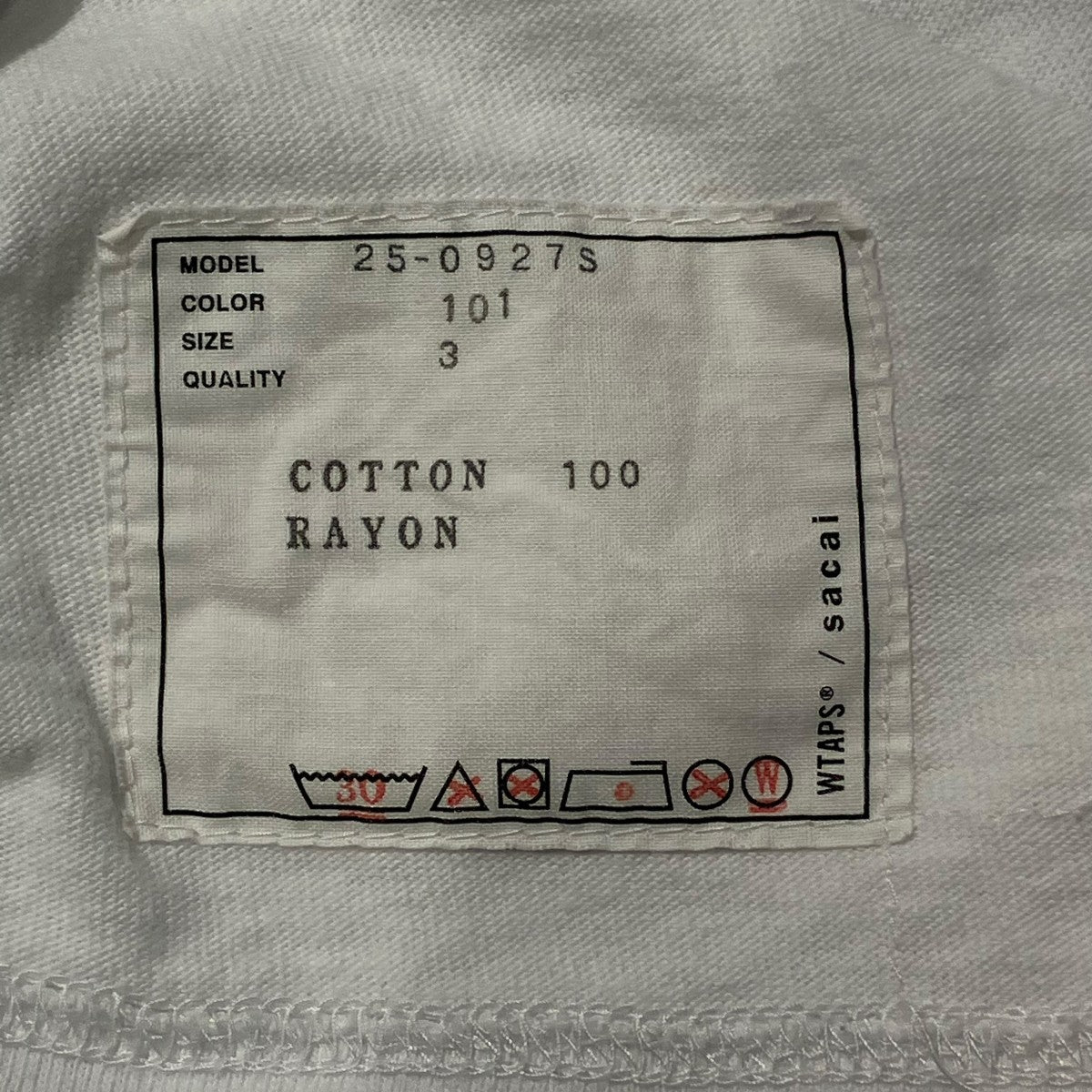 sacai×WTAPS 25SSFlock Print T-Shirt半袖Tシャツ25-0927S 古着・中古-7枚目のアイテム画像