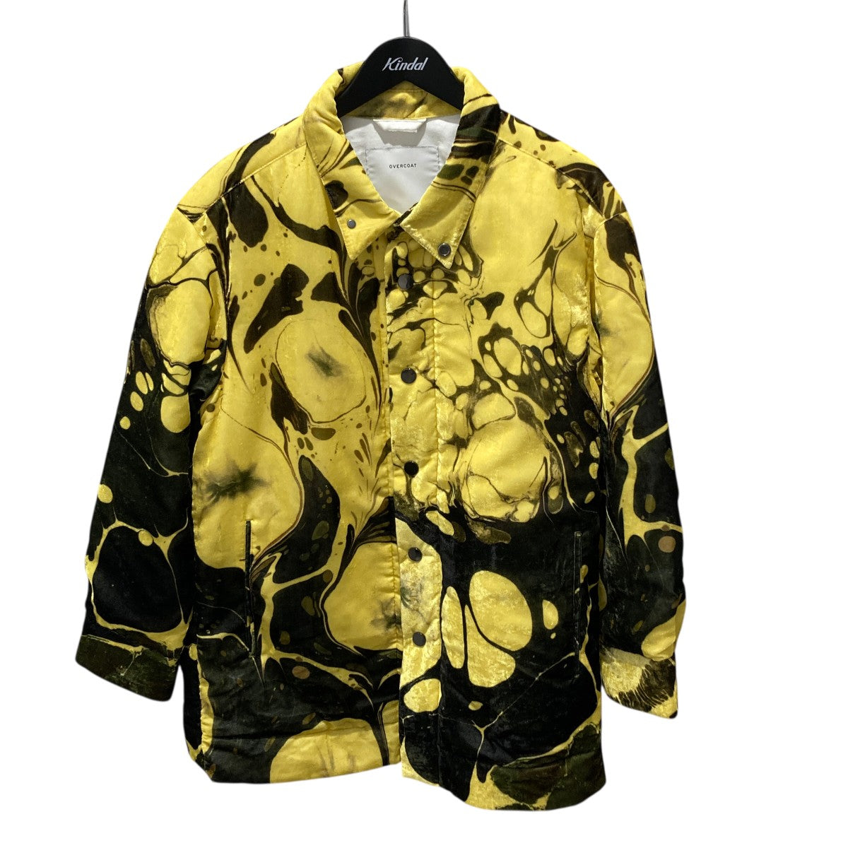 DROPPED SHOULDER PUFFER WITH SHIRT COLLAR IN PRINTED VELVETベロアシャツジャケットF23T07S-BTPV