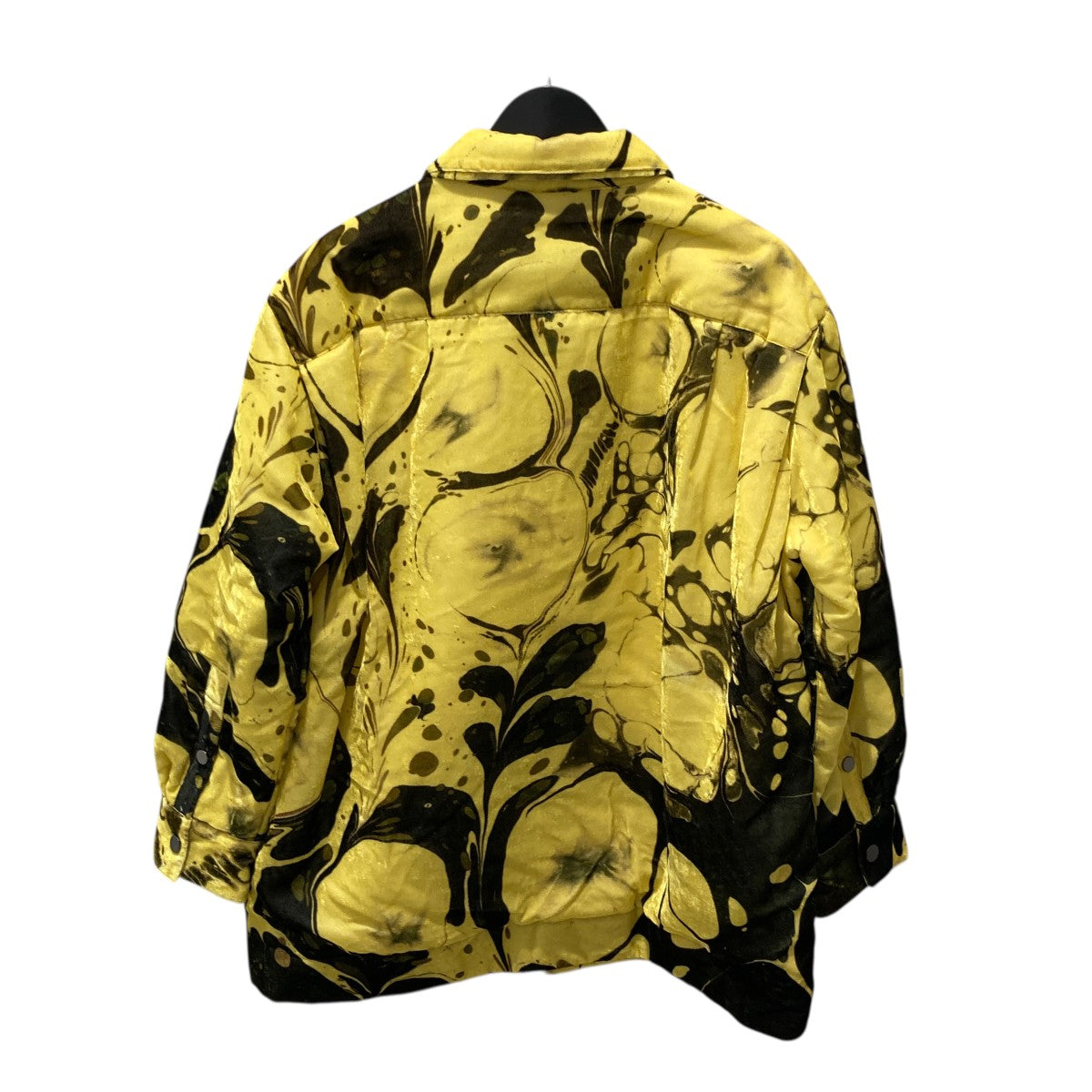 DROPPED SHOULDER PUFFER WITH SHIRT COLLAR IN PRINTED VELVETベロアシャツジャケットF23T07S-BTPV