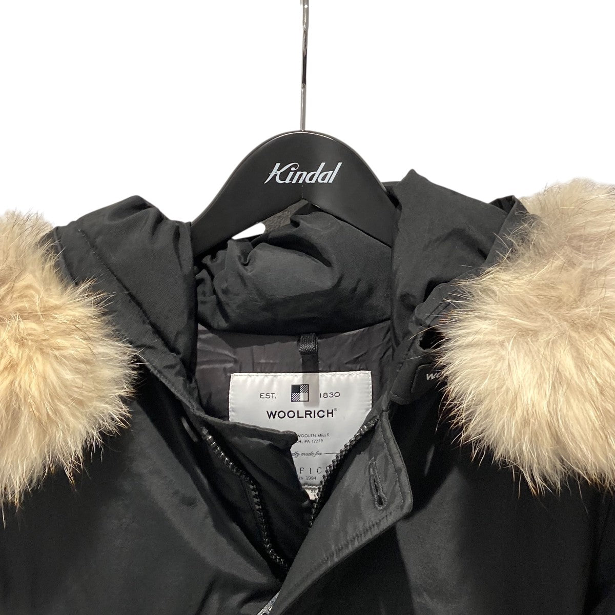 WOOLRICH 現行タグ ダウンコート エコファー ロゴワッペン ブラック S WOOLRICH(ウールリッチ) EDIFICE別注 NEW ARCTIC PARKAダウン