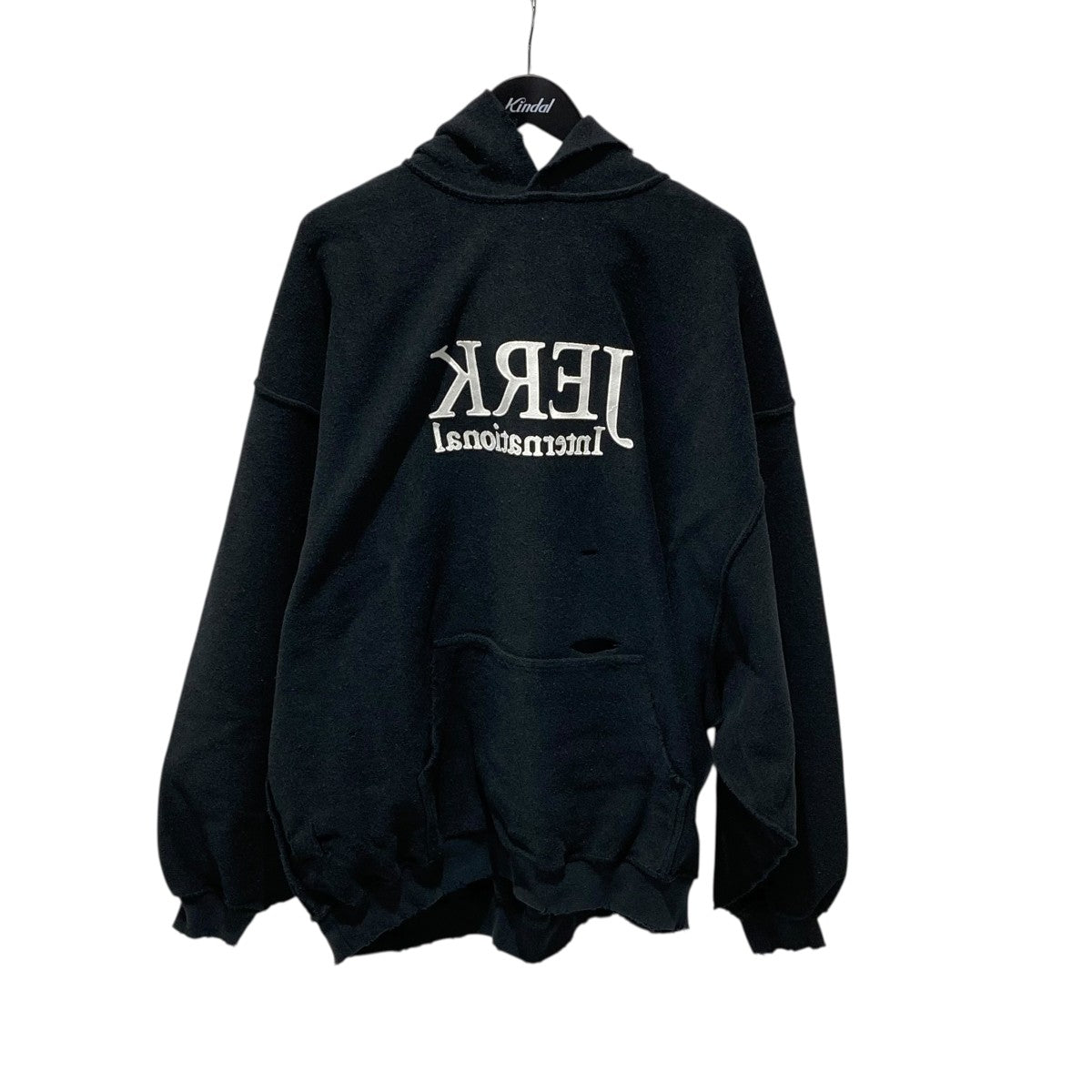 VETEMENTS DESTROYED JERK hoodieプルオーバーパーカーUE63HD320B 古着・中古-1枚目のアイテム画像