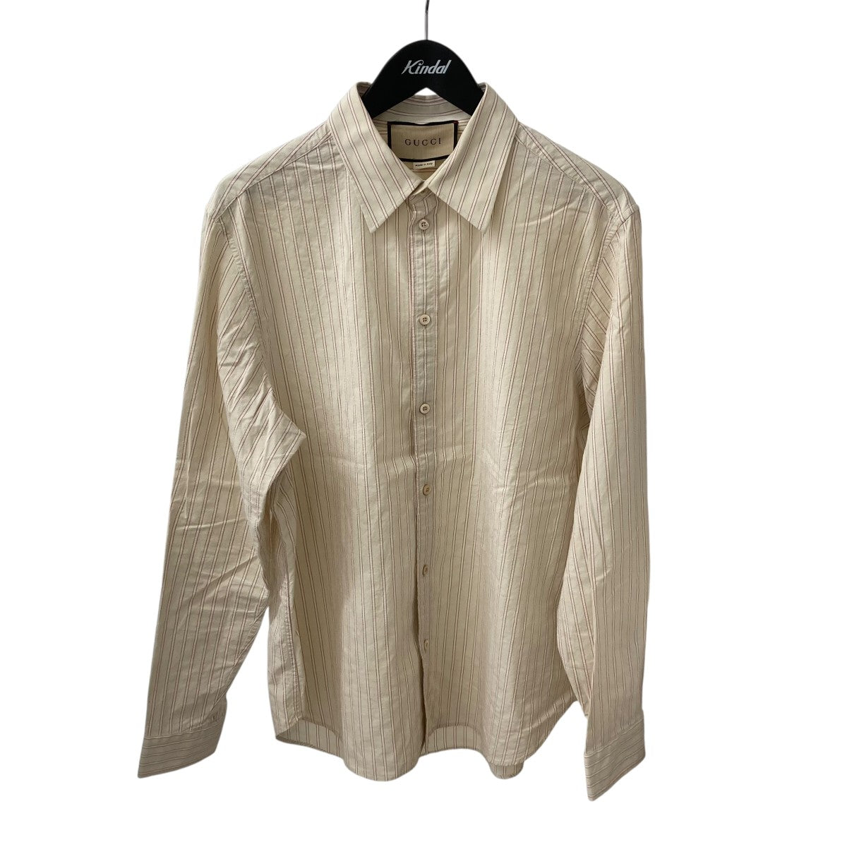 GUCCI(グッチ) ストライプ長袖シャツ714693 714693 ベージュ×レッド