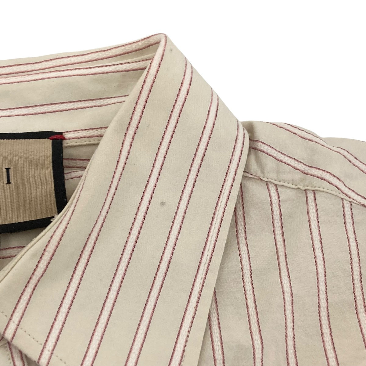 GUCCI(グッチ) ストライプ長袖シャツ714693 714693 ベージュ×レッド
