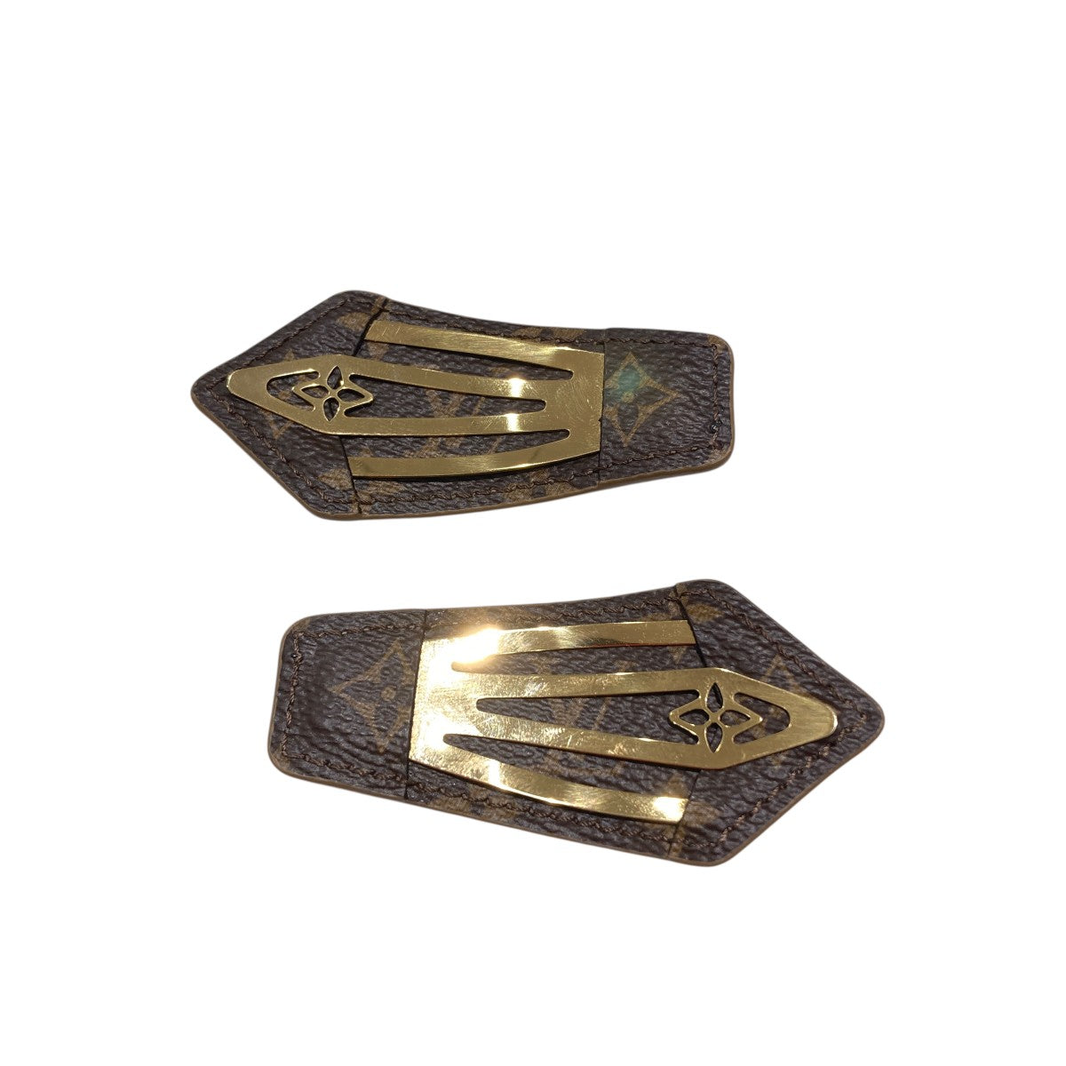 LOUIS VUITTON バレッタセット クリップ ブラウン モノグラムリバース ゴールド金具R94036 古着・中古-2枚目のアイテム画像