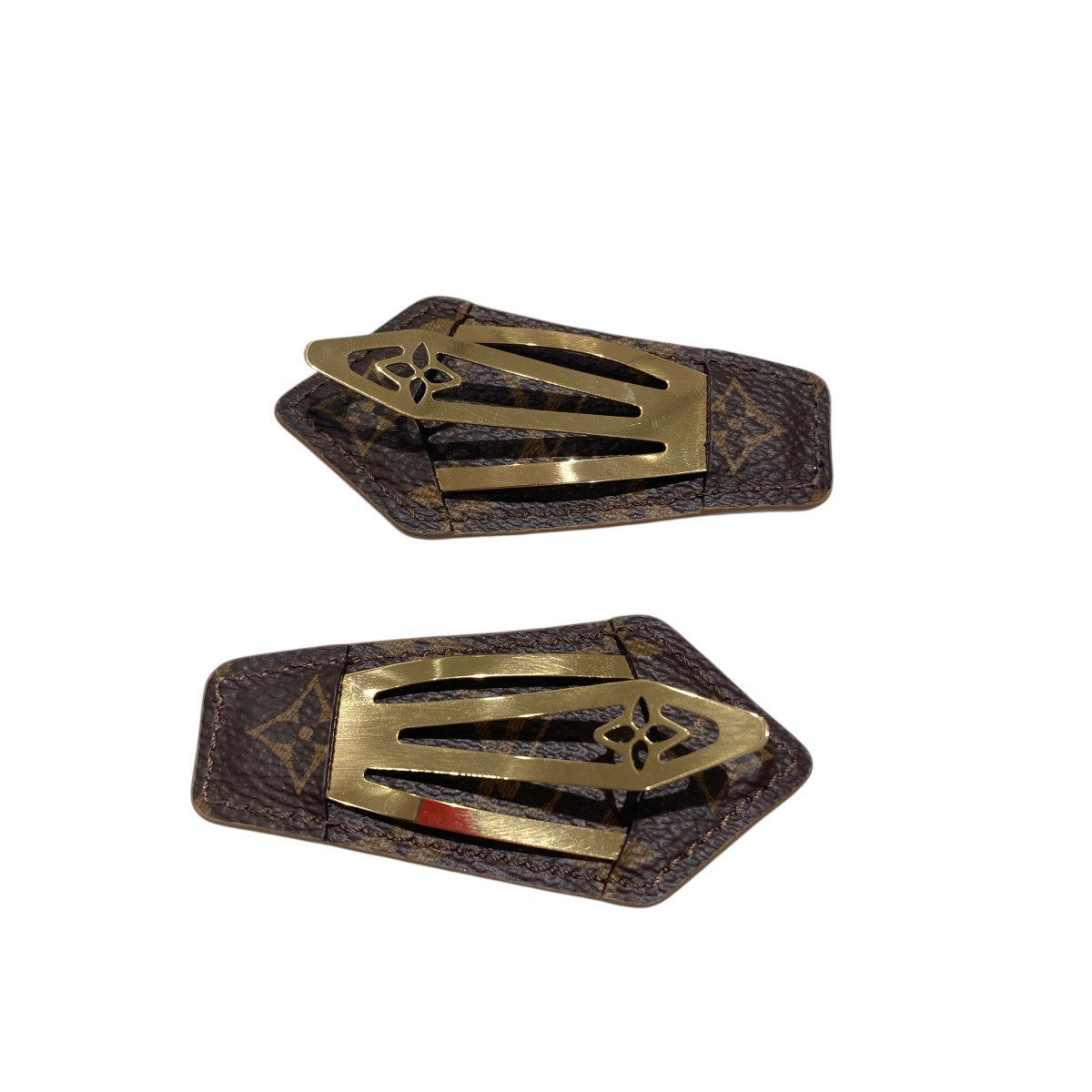 LOUIS VUITTON バレッタセット クリップ ブラウン モノグラムリバース ゴールド金具R94036 古着・中古-3枚目のアイテム画像
