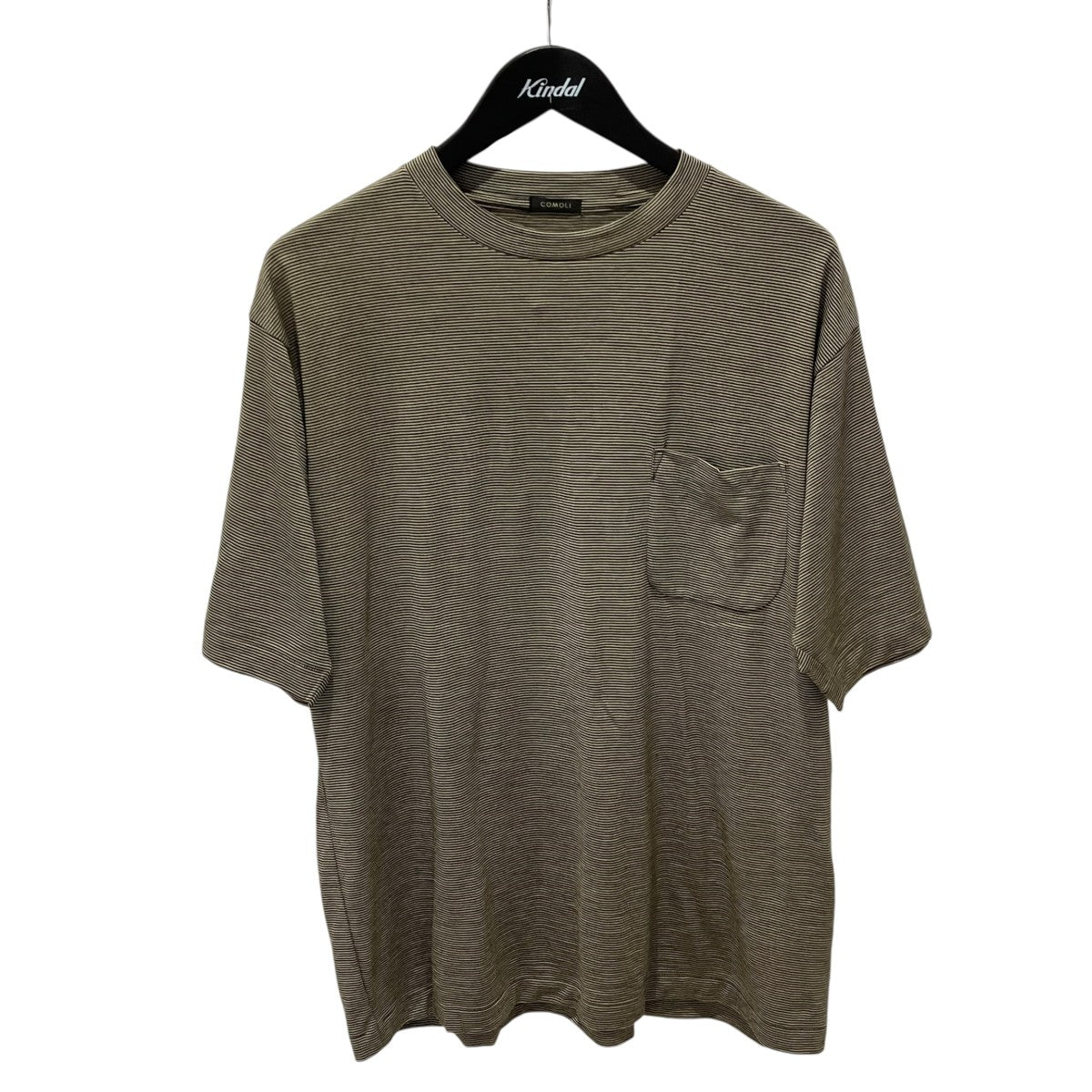 COMOLI ウール天竺 Tシャツ ボーダーV01-05007 古着・中古-1枚目のアイテム画像