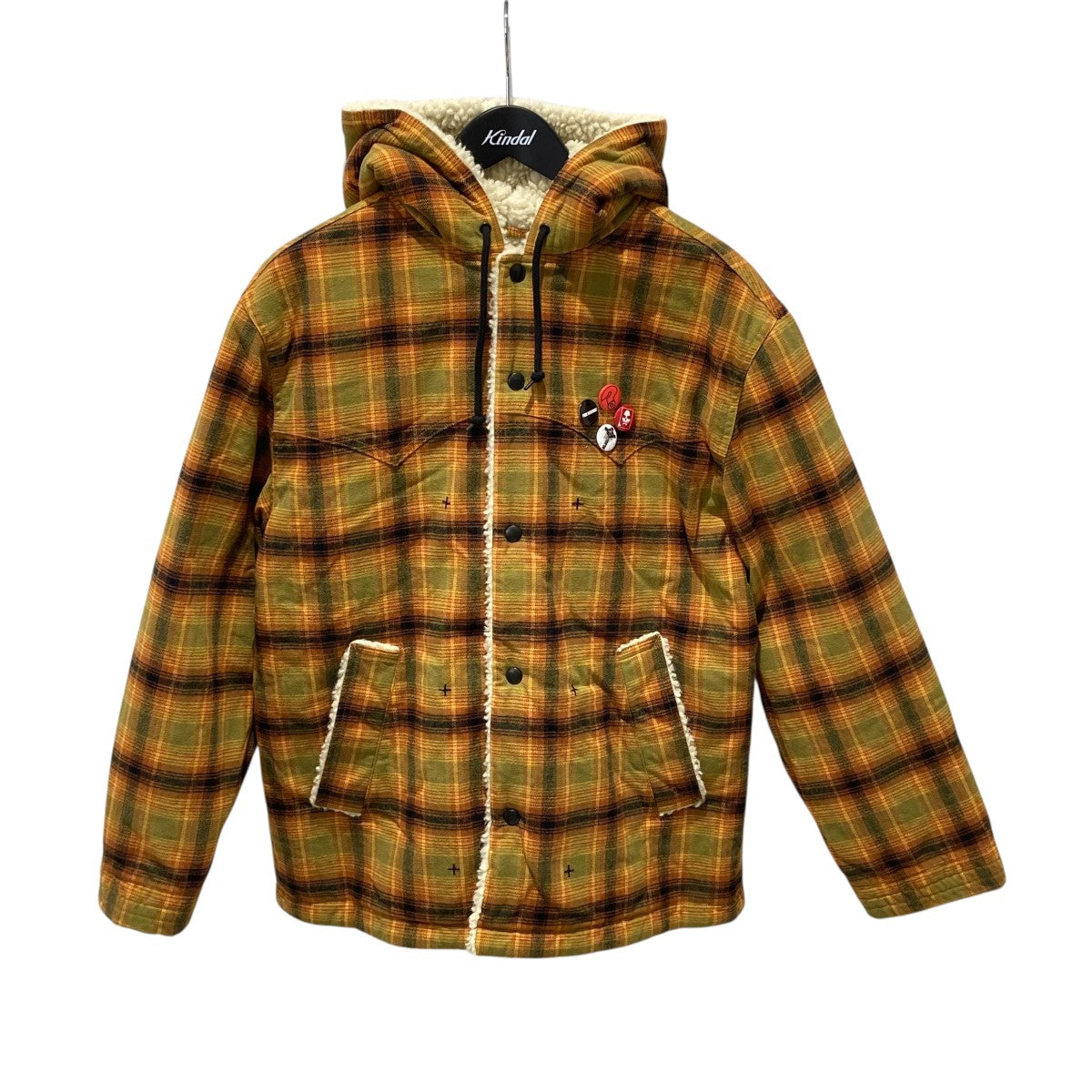 Supreme×NUMBER (N)INE 25AWFaux Shearling Hooded Coatチェックフーデッドコート 古着・中古-1枚目のアイテム画像
