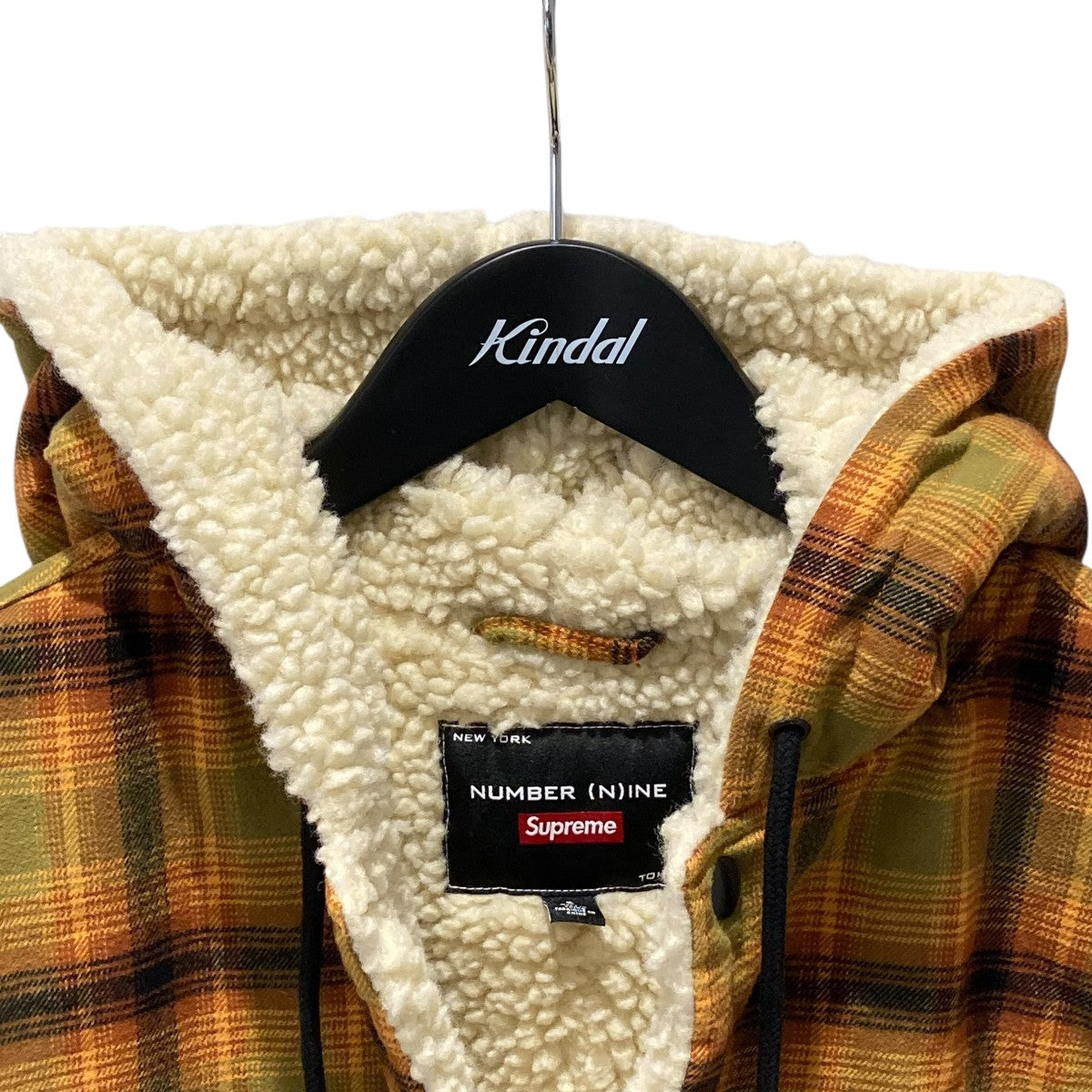 Supreme×NUMBER (N)INE 25AWFaux Shearling Hooded Coatチェックフーデッドコート 古着・中古-3枚目のアイテム画像