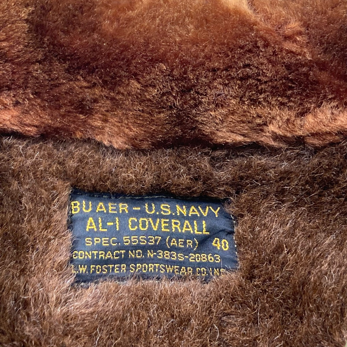 40s L． W． FOSTER SPORTSWEAR社製 BUAER-U．S．NAVY AL-1 COVERALLオールインワンN-383S-20863