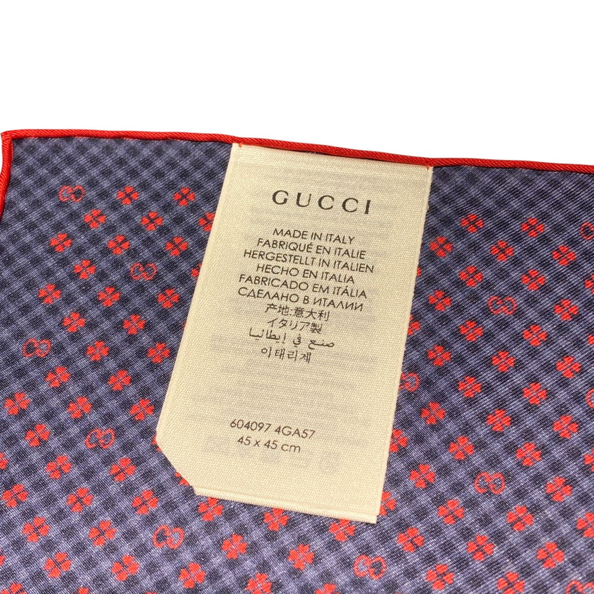 GUCCI インターロッキングGロゴ クローバーモチーフ ハンカチスカーフ604097 古着・中古-3枚目のアイテム画像