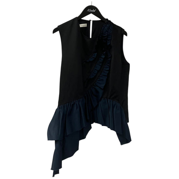 DRIES VAN NOTEN / ドリスヴァンノッテン | コットン ショルダーリボン ノースリーブトップス カットソー | XS | ブラック | レディース DRIES VAN NOTEN(ドリスヴァンノッテン) ノースリーブカットソー