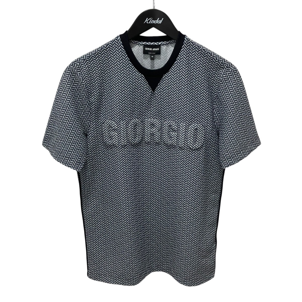 GIORGIO ARMANI 6ZSM70 SJPUZ ヘリンボーン柄半袖カットソー 古着・中古-1枚目のアイテム画像