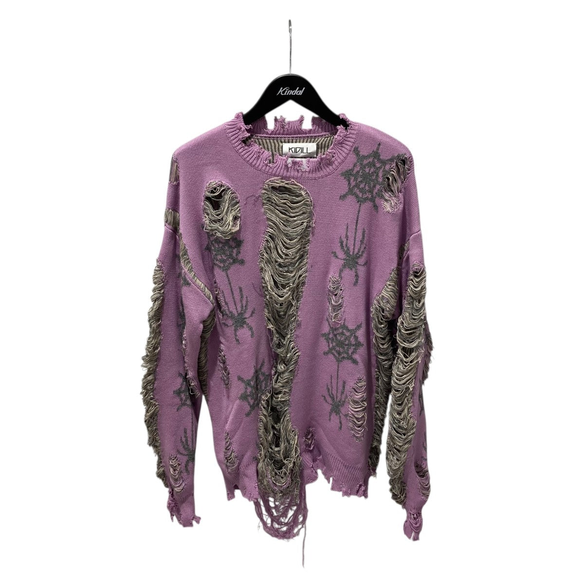 SPIDER KNIT PULLOVER WITH RURUMU加工クルーネックニット