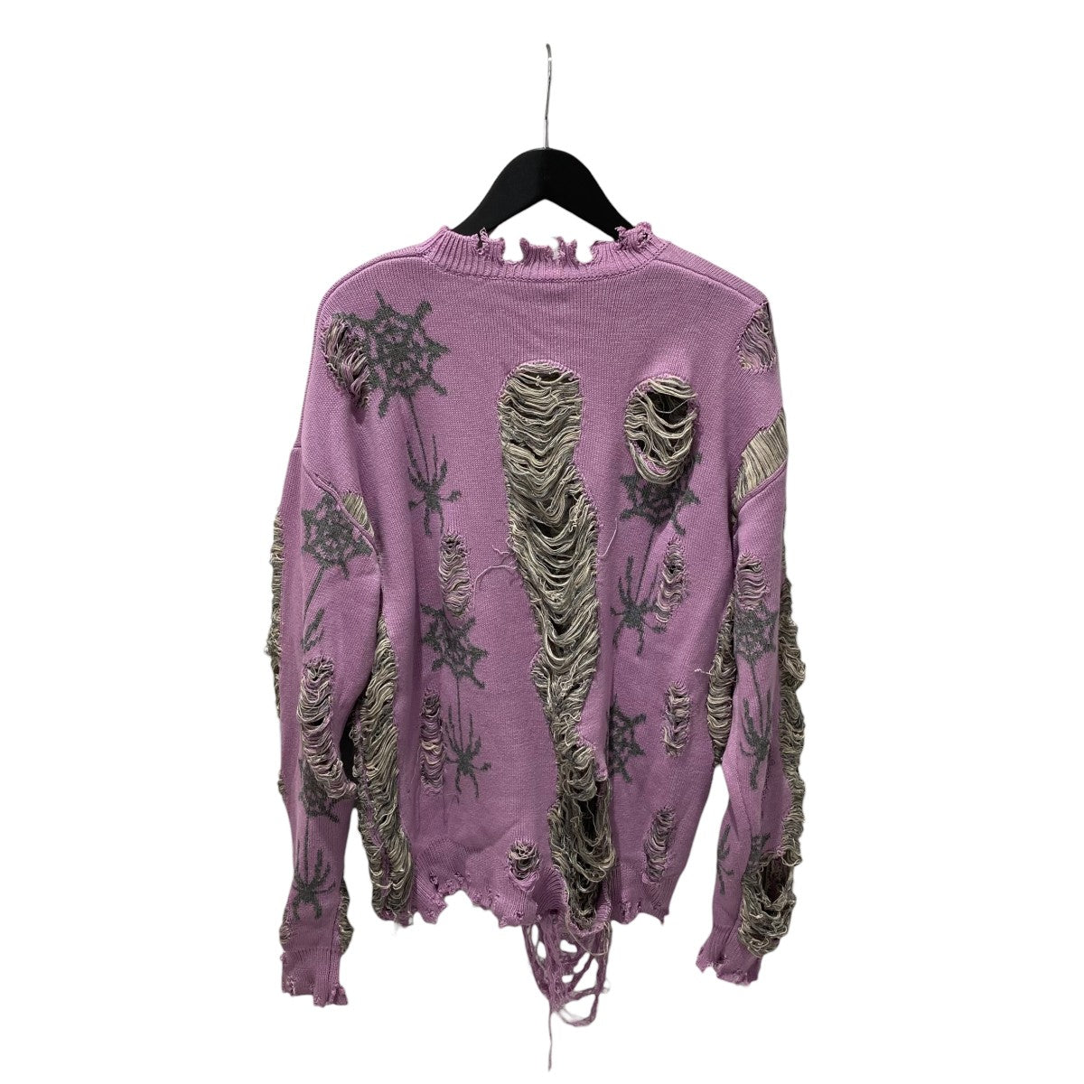 SPIDER KNIT PULLOVER WITH RURUMU加工クルーネックニット