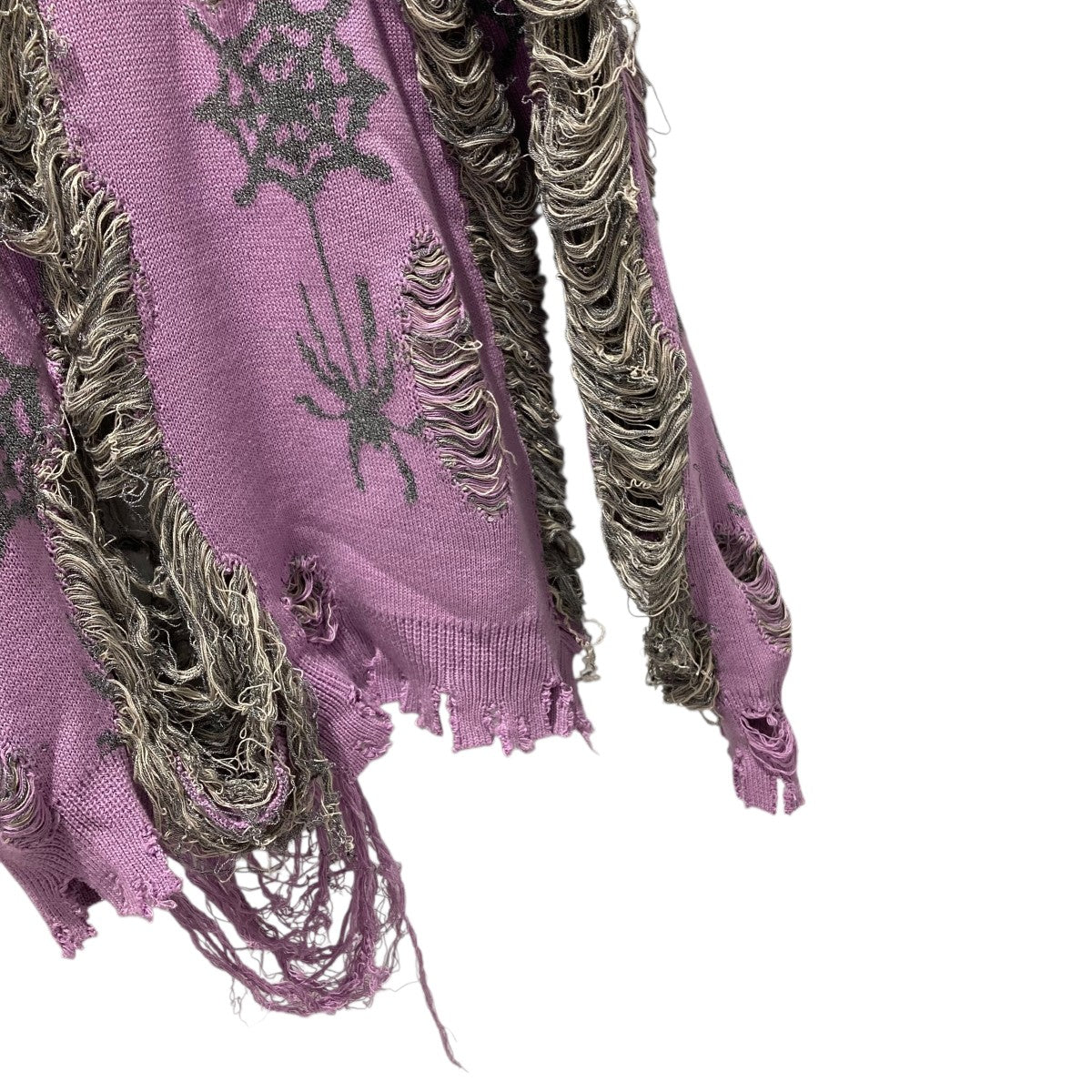 SPIDER KNIT PULLOVER WITH RURUMU加工クルーネックニット