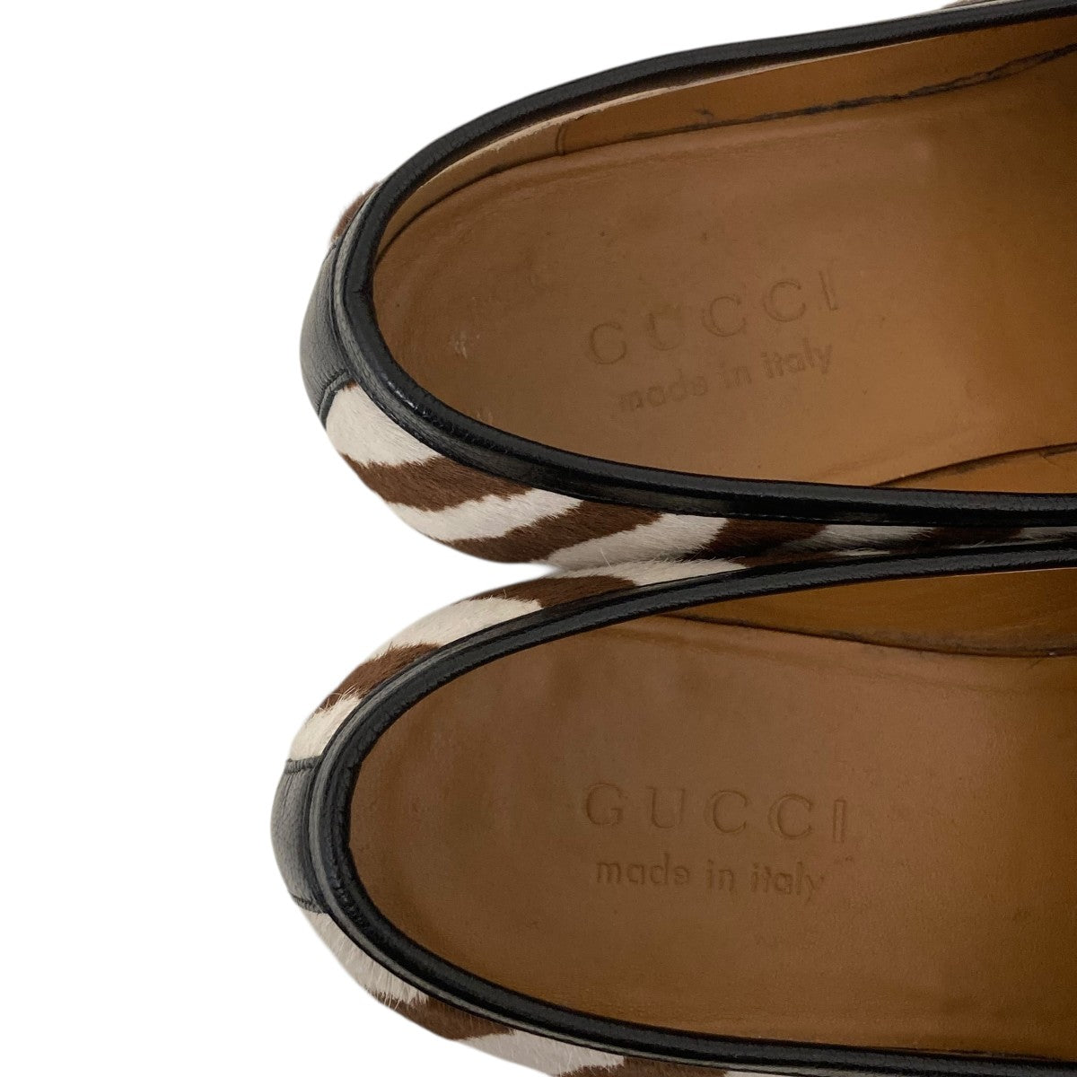 GUCCI(グッチ) ボーダーハラコローファー630291 630291 ホワイト