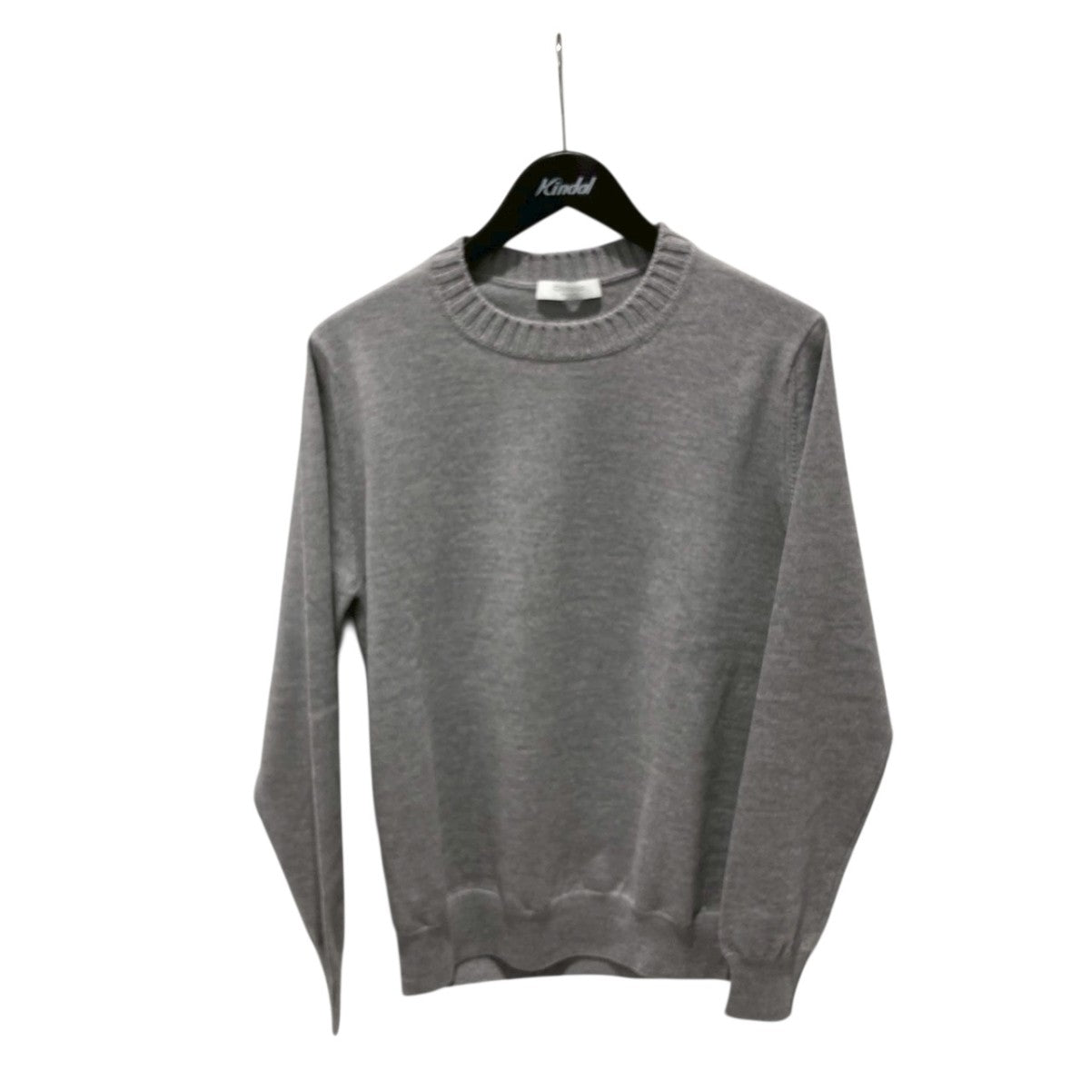 Costanza コスタンザ イタリア製 27ゲージウール 細リブクルーネックニット 52 GRAY NAVY セーター ハイゲージ トップス【中古】【Costanza】 Costanza コスタンザ イタリア製 27ゲージウール 細リブクルーネック