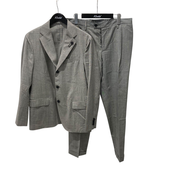 LARDINI(ラルディーニ) ブートニエール付きグレンチェック3B段返り三つ