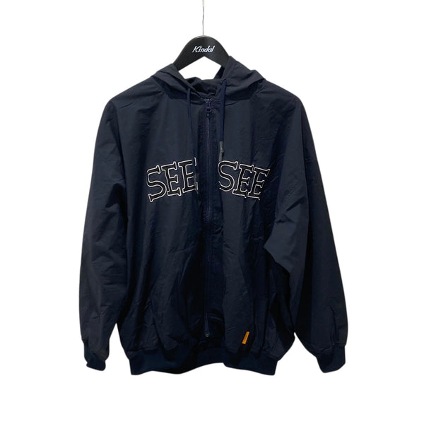 SEESEE NYLON FULL ZIP HOODIEジップパーカー ネイビー サイズ XL