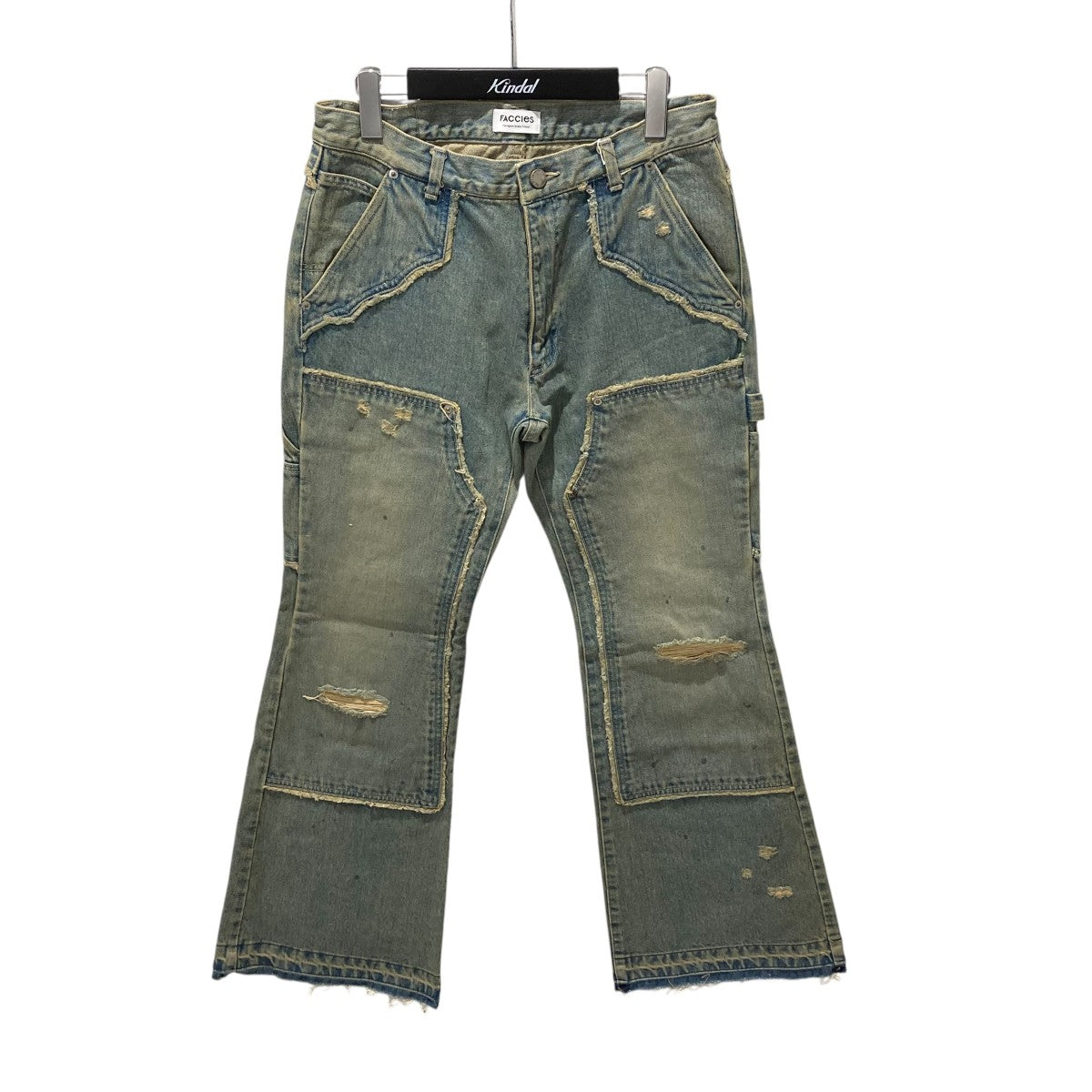 FACCIES 25AWFADED DOUBLE KNEE PAINTER FLARE PTデニムパンツF25W03004 古着・中古-1枚目のアイテム画像